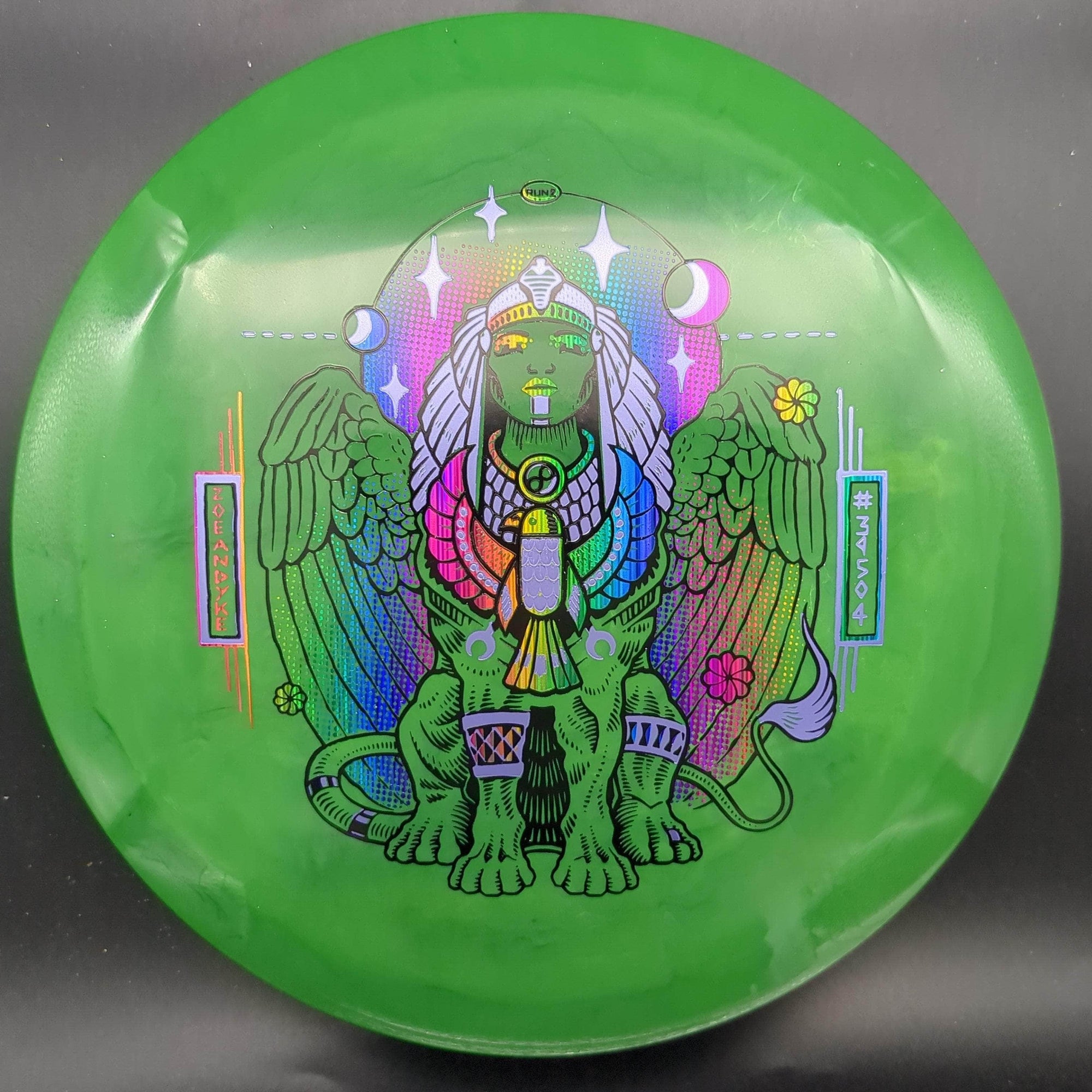 Infinite Discs Distance Driver Dark Green Lavendar/Rainbow Stamp 175g Sphinx, Swirly S-Blend, Zoe Andyke