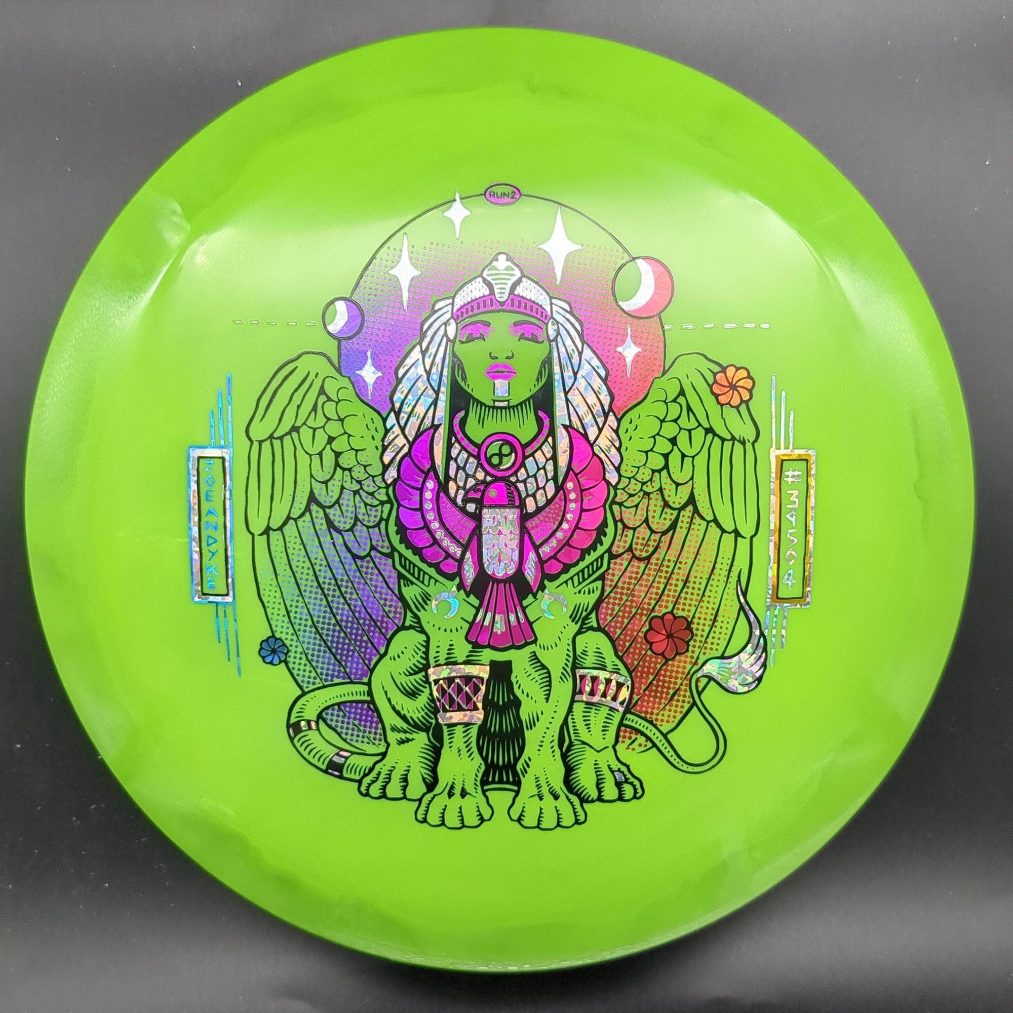 Infinite Discs Distance Driver Dark Green Lavendar/Rainbow Stamp 175g Sphinx, Swirly S-Blend, Zoe Andyke