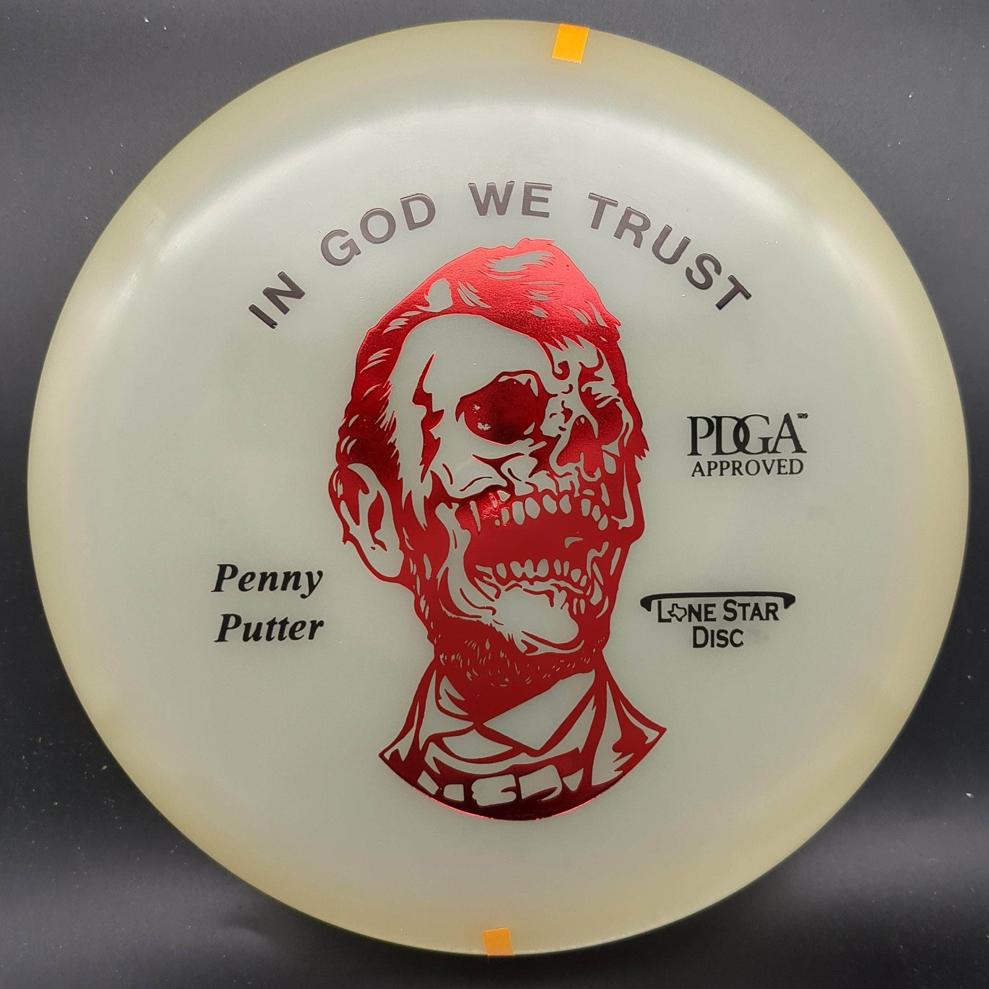 Lone Star Discs Putter Glow Red Stamp 174g Penny Putter, Glow Plastic, Halloween Edition