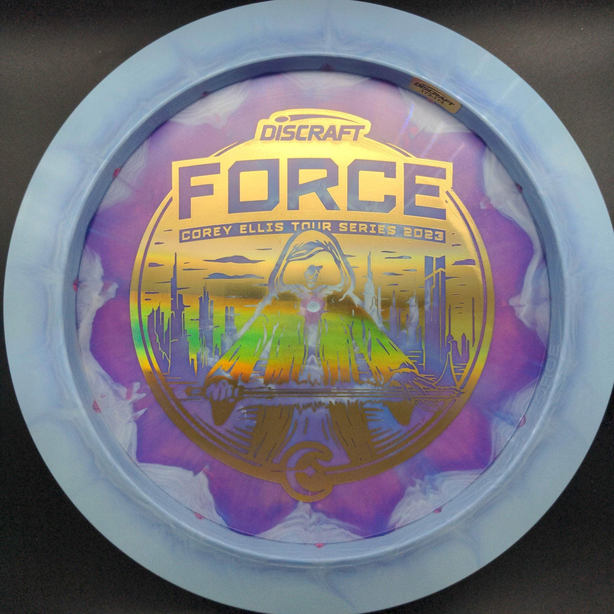 Discraft Distance Driver Blue/Purple Gold Stamp 174g Force, Corey Ellis Tour Series, 2023
