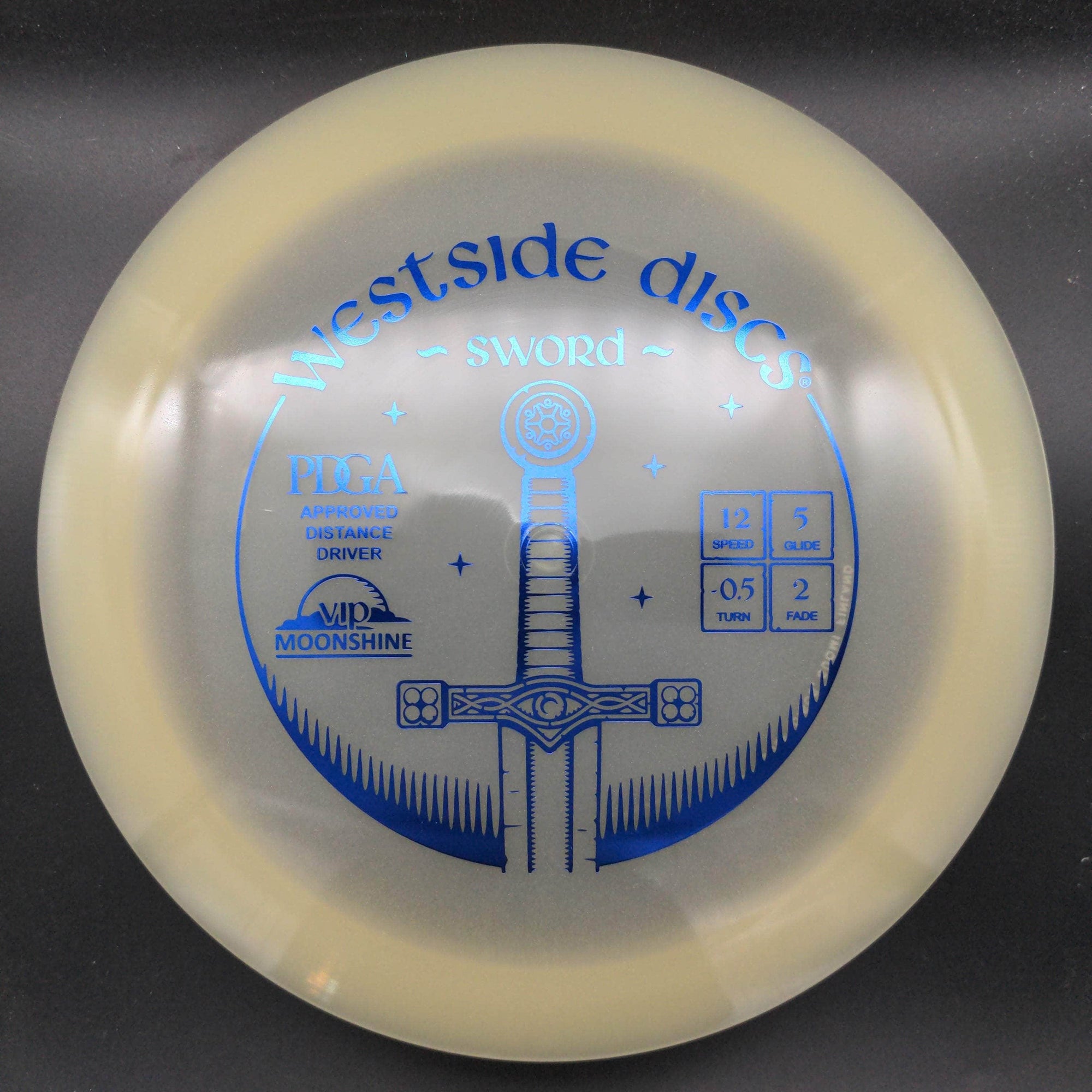 Westside Discs Distance Driver Glow Blue Stamp 174g 2 Sword, VIP Moonshine Plastic