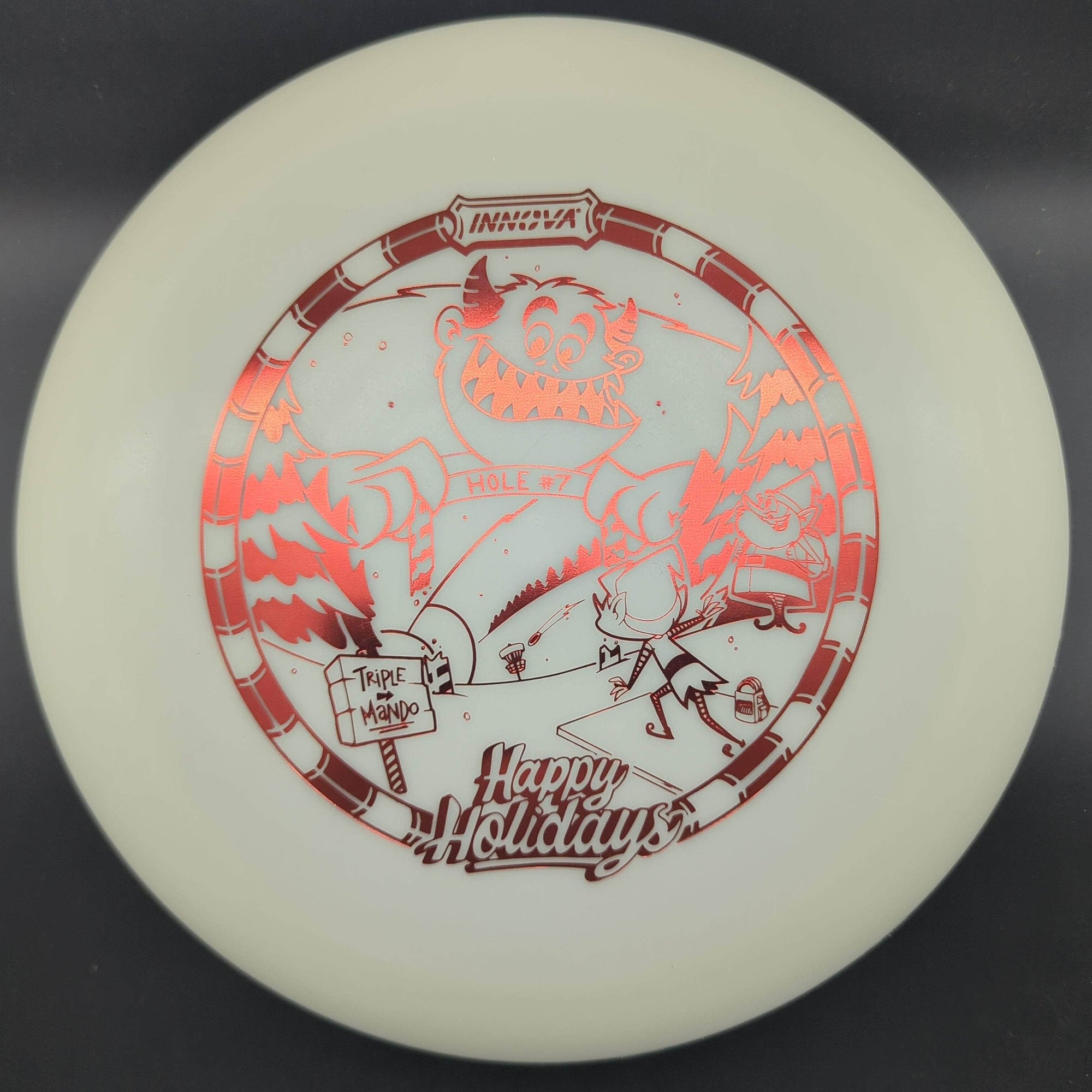 Innova Distance Driver Glow Red Stamp 172g Beast, DX Glow Holiday Stamp