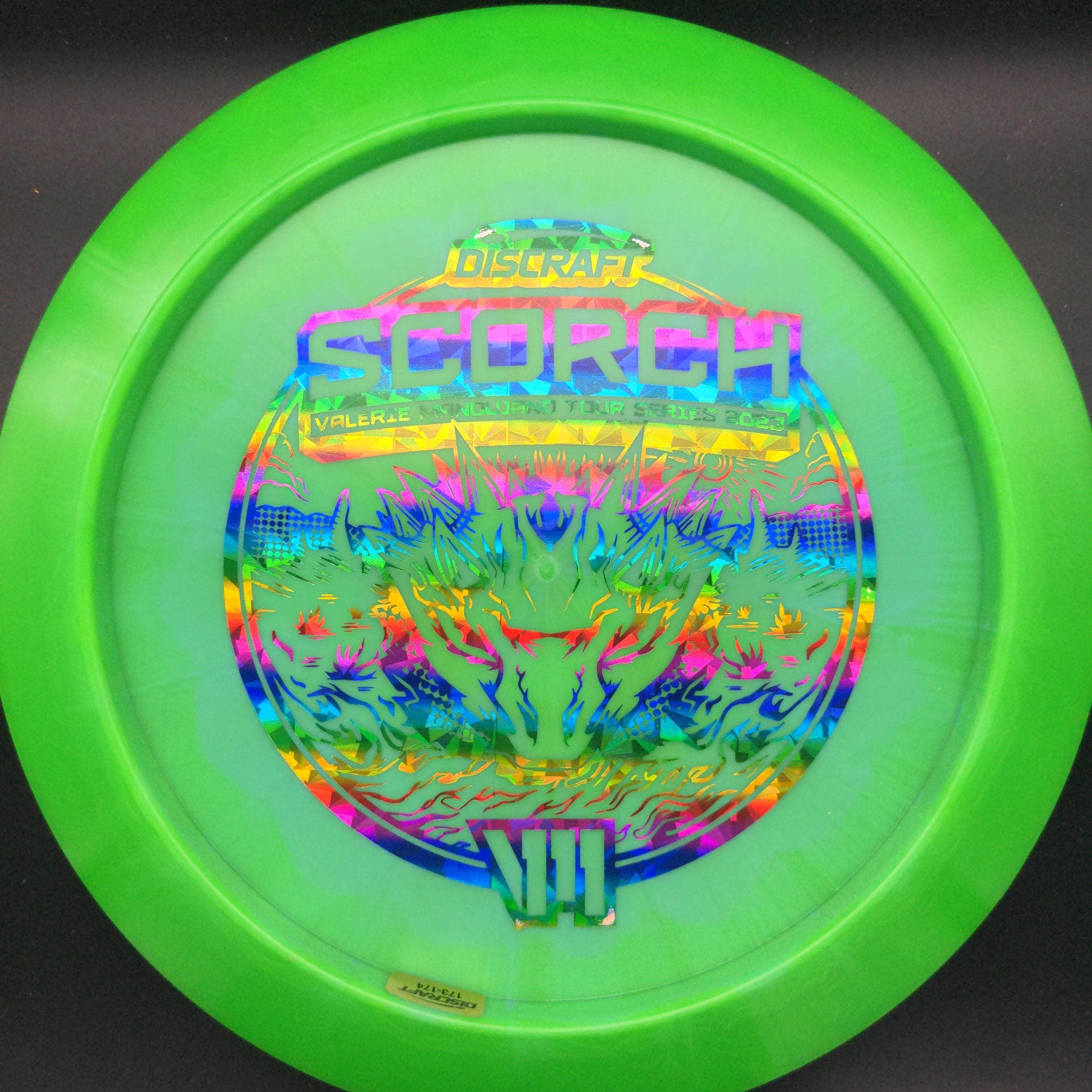 Discraft Distance Driver Green Rainbow Shatter Stamp 174g Scorch, ESP, Valerie Mandujano Tour Series, 2023