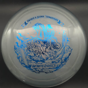 Infinite Discs Distance Driver Grey Blue Stamp 171g Conqueror, Swirly S-Blend