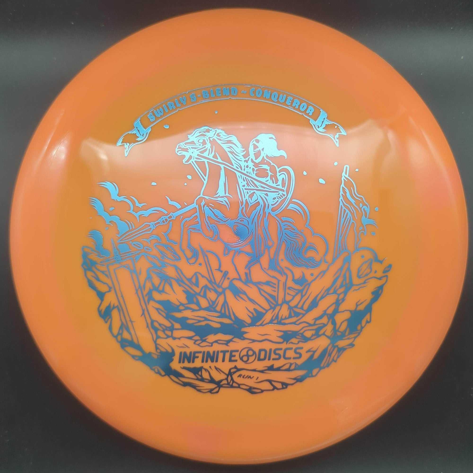 Infinite Discs Distance Driver Orange Blue Stamp 174g Conqueror, Swirly S-Blend