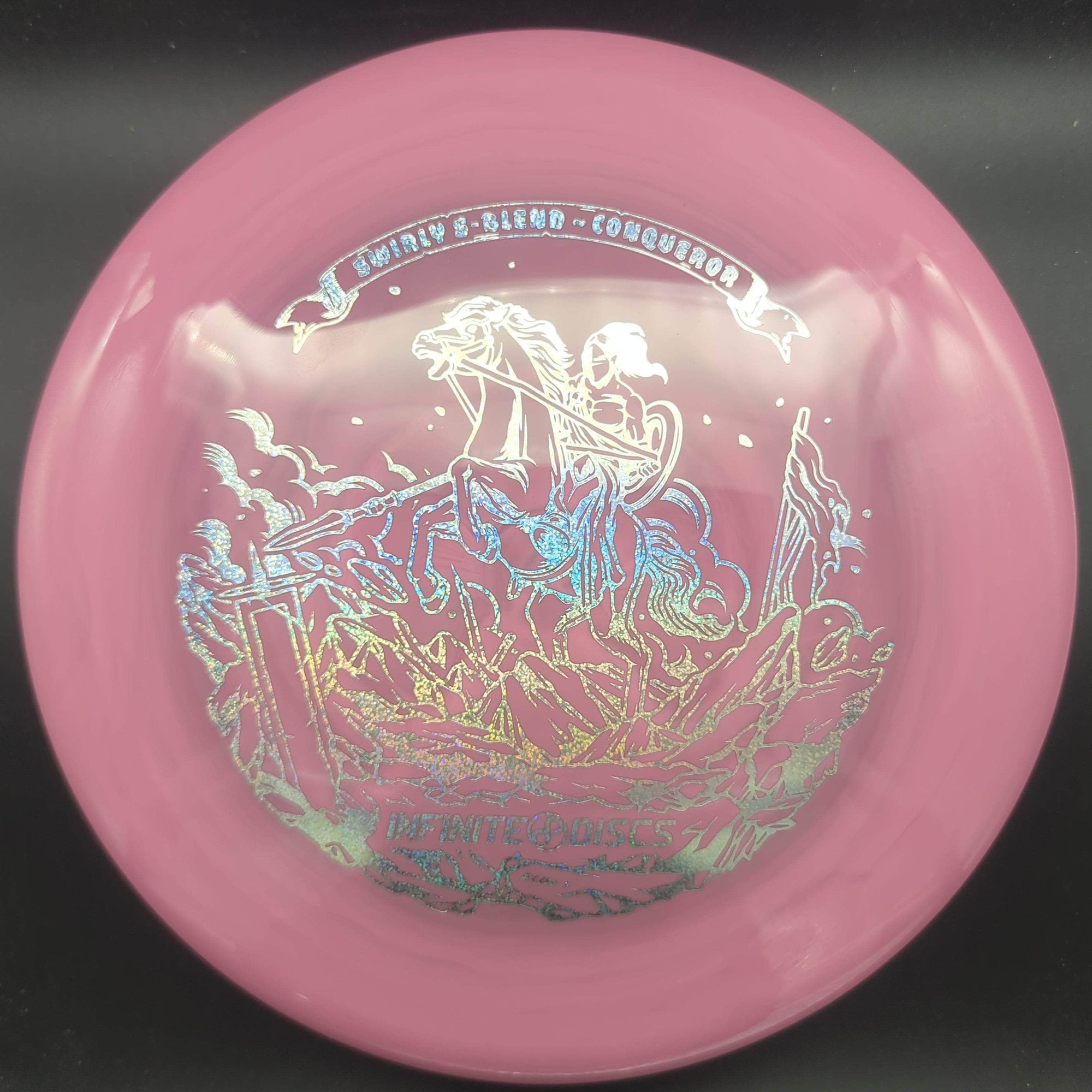 Infinite Discs Distance Driver Pink Blue Glitter Stamp 172g Conqueror, Swirly S-Blend