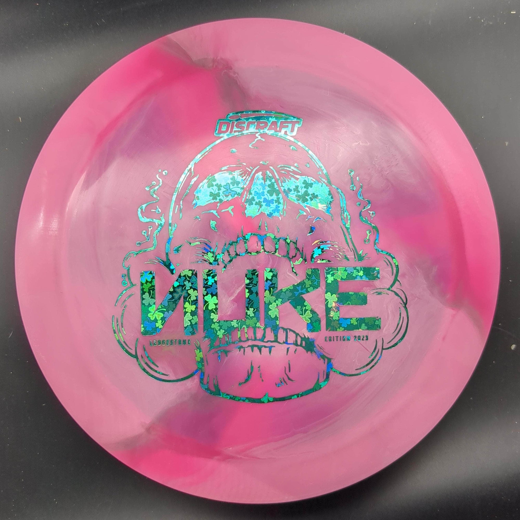 Discraft Distance Driver Pink Green Clover Stamp 174g Nuke, ESP Swirl Tour Series, 2023 Ledgestone Edition