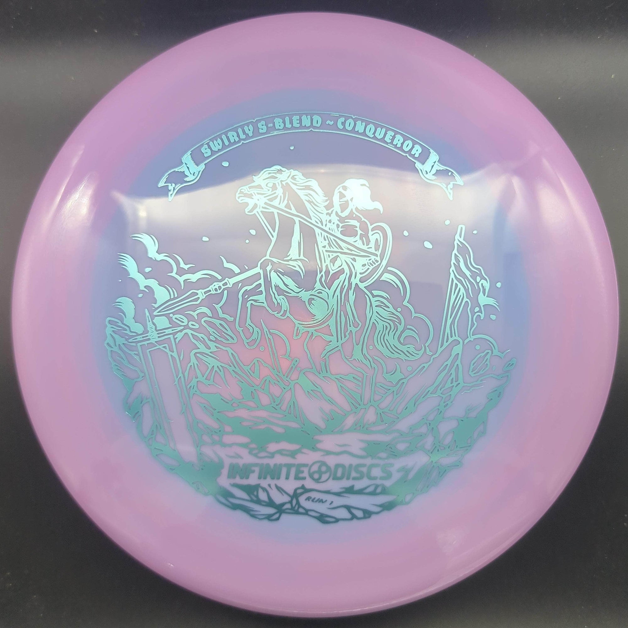 Infinite Discs Distance Driver Pink/Purple Blue Stamp 174g Conqueror, Swirly S-Blend