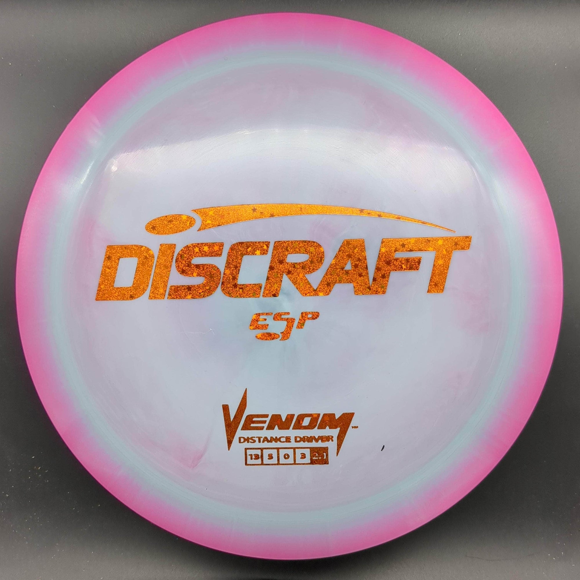 Discraft Distance Driver Pink Rim Teal Copper Glitter Stamp 174g Venom, ESP Plastic