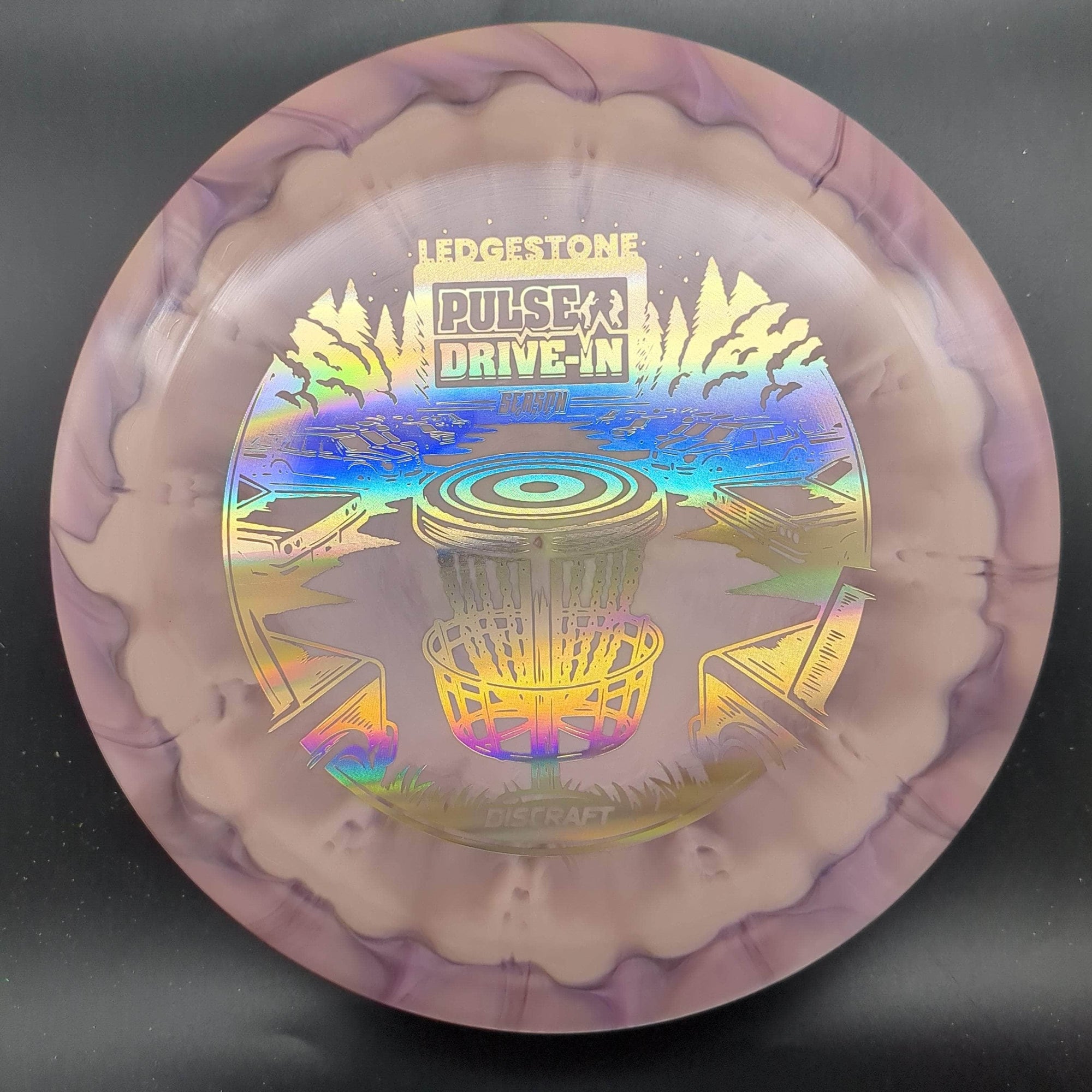 Discraft Distance Driver Purple/Gray Gold Holo Stamp 168g Pulse, ESP Swirl Tour Series, 2024 Ledgestone Edition