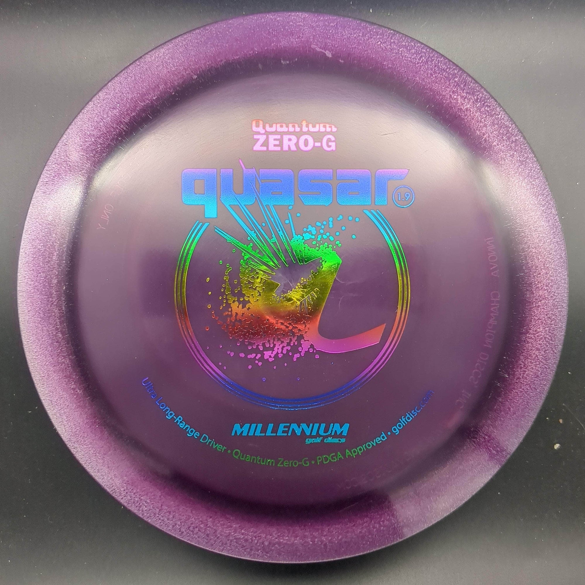 Millennium Discs Distance Driver Purple Rainbow Stamp 156g Quasar, Zero G Plastic