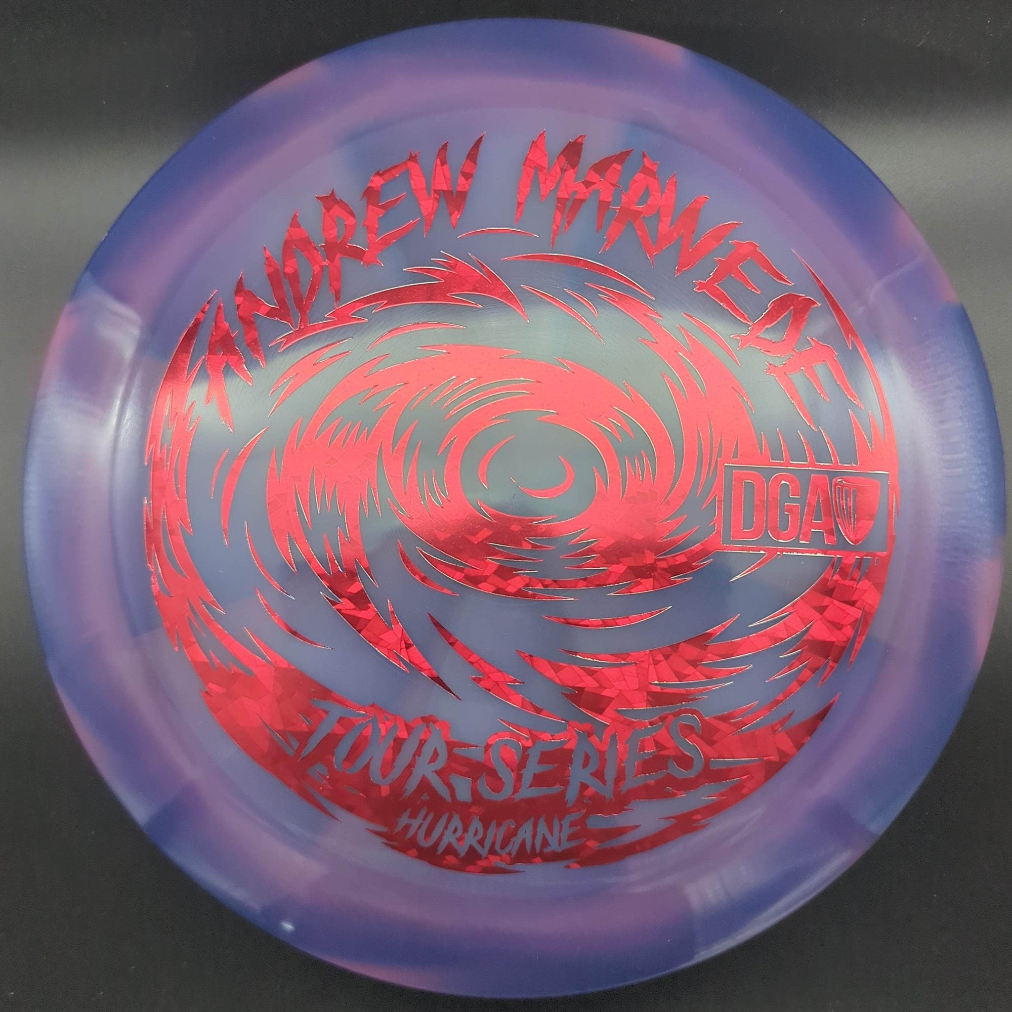 DGA Distance Driver Purple Red Shatter Stamp 174g Hurricane, Swirl, Andrew Marwede Tour Series 2023
