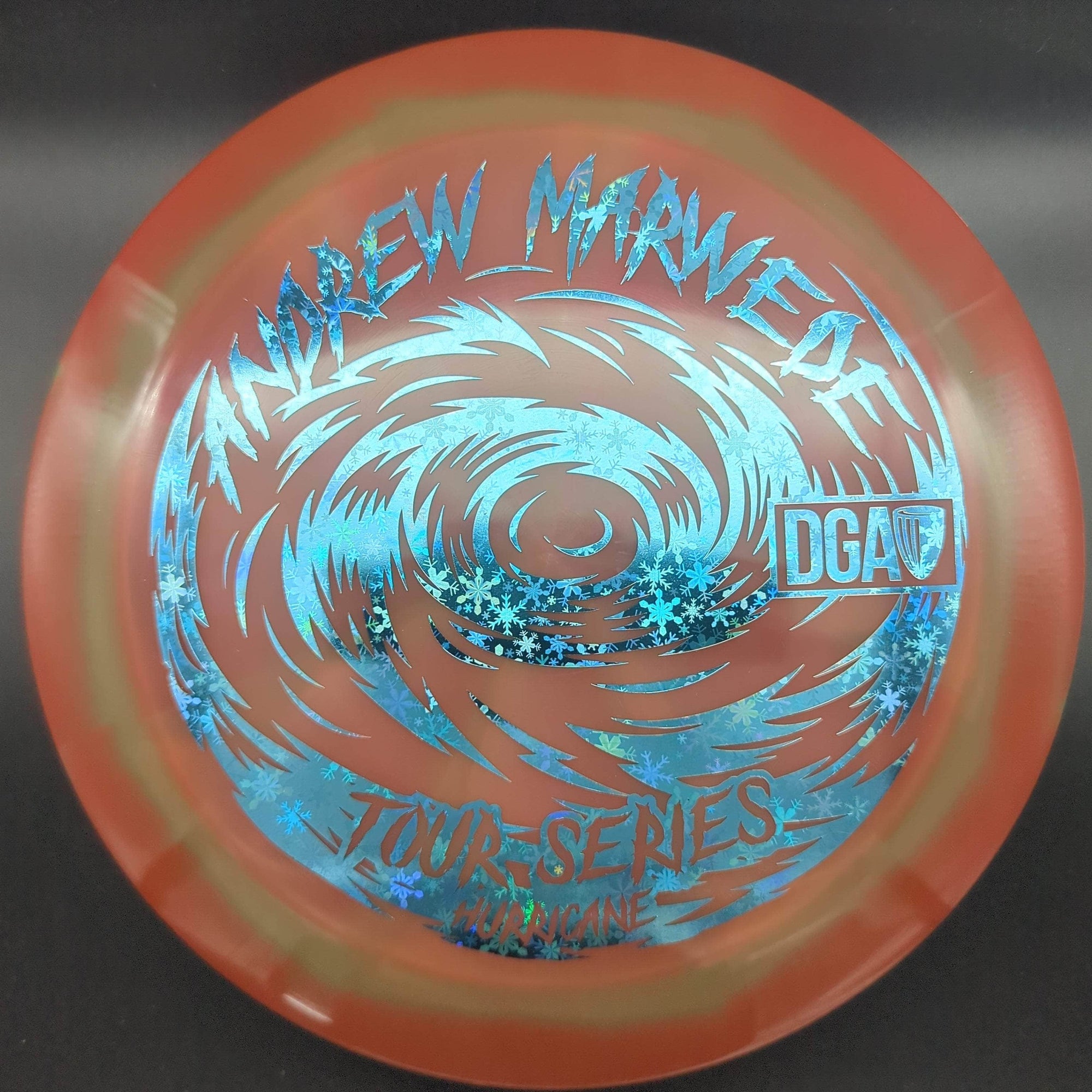 DGA Distance Driver Red/Green Blue Snowflake Stamp 174g Hurricane, Swirl, Andrew Marwede Tour Series 2023