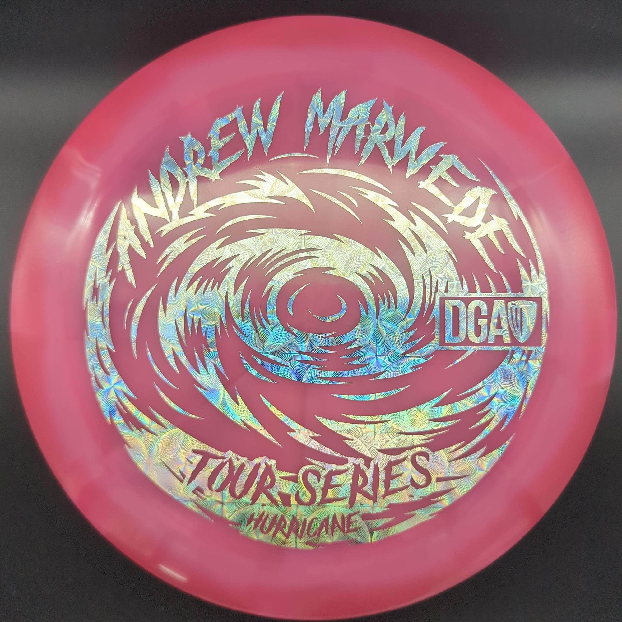 DGA Distance Driver Red/Pink Silver Circle Stamp 174g Hurricane, Swirl, Andrew Marwede Tour Series 2023