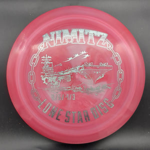 Lone Star Discs Distance Driver Red/Pink Swirl Silver Stamp 173g Nimitz, Bravo Plastic