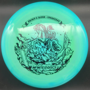 Infinite Discs Distance Driver Teal Black Stamp 174g Conqueror, Swirly S-Blend
