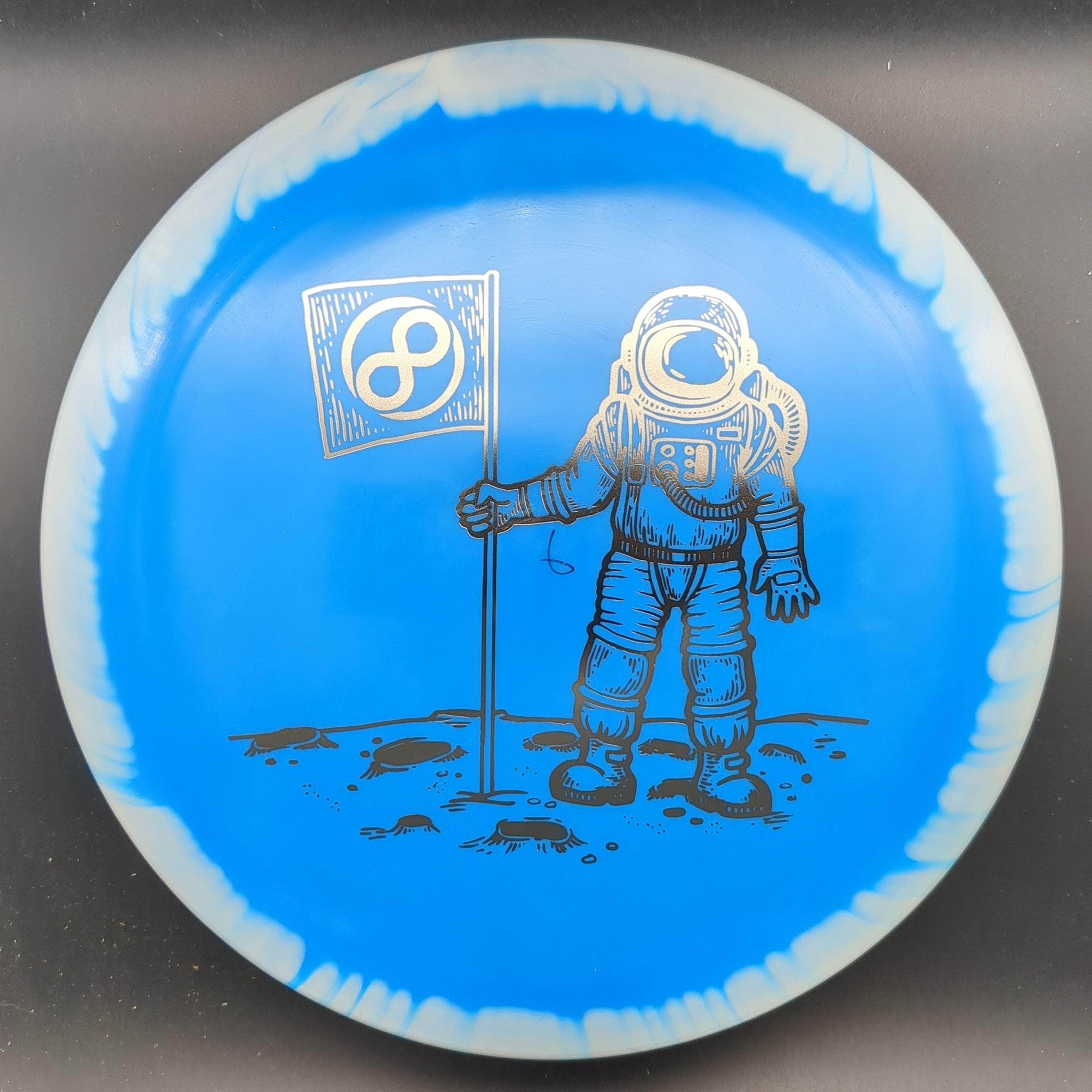 Infinite Discs Distance Driver White Rim Blue Silver Stamp 175g Slab, Halo S-Blend, X-Out