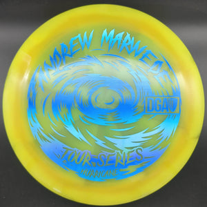 DGA Distance Driver Yellow Blue Holo Stamp 174g Hurricane, Swirl, Andrew Marwede Tour Series 2023