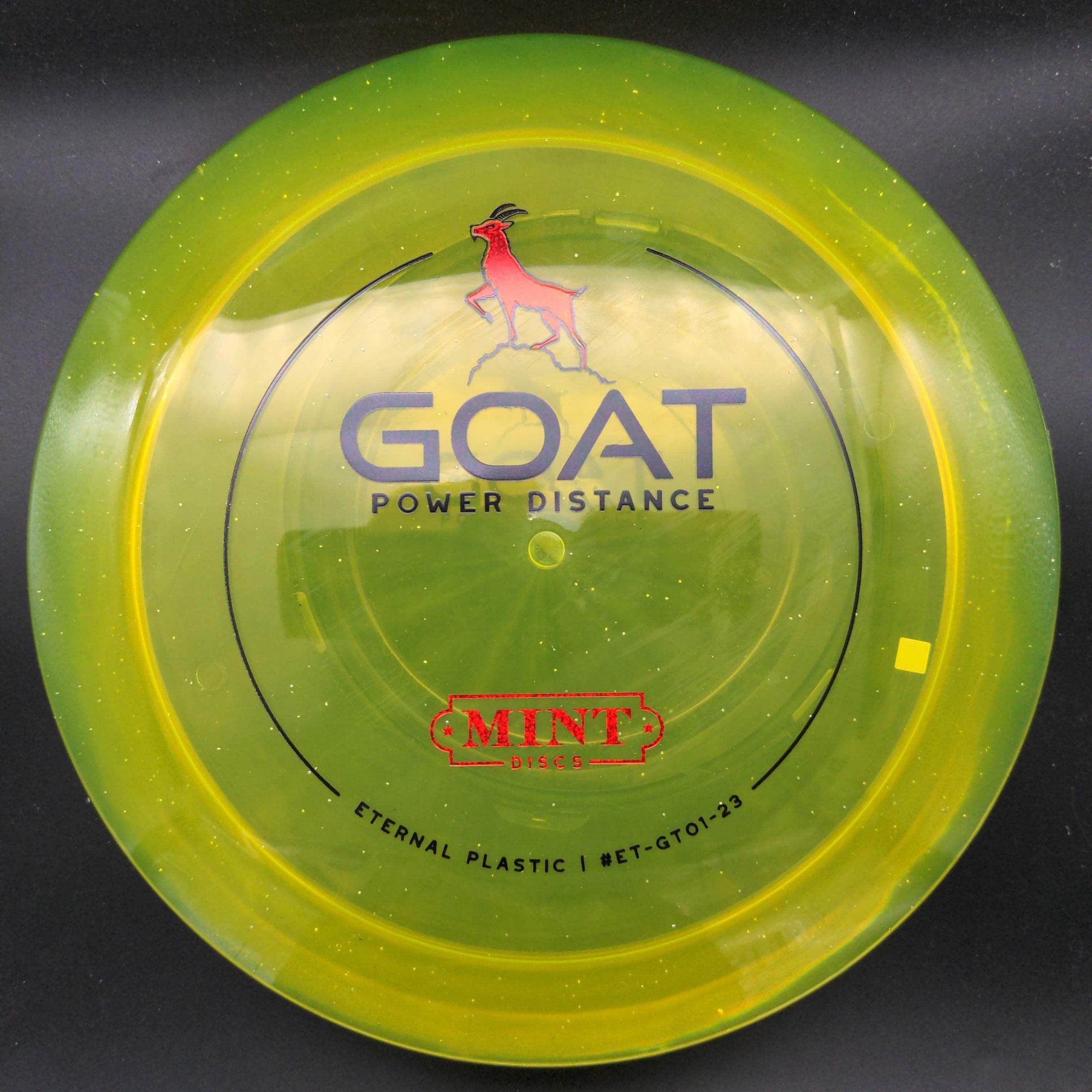 Mint Discs Distance Driver Yellow Red Glitter Stamp 174g Goat - Eternal Plastic