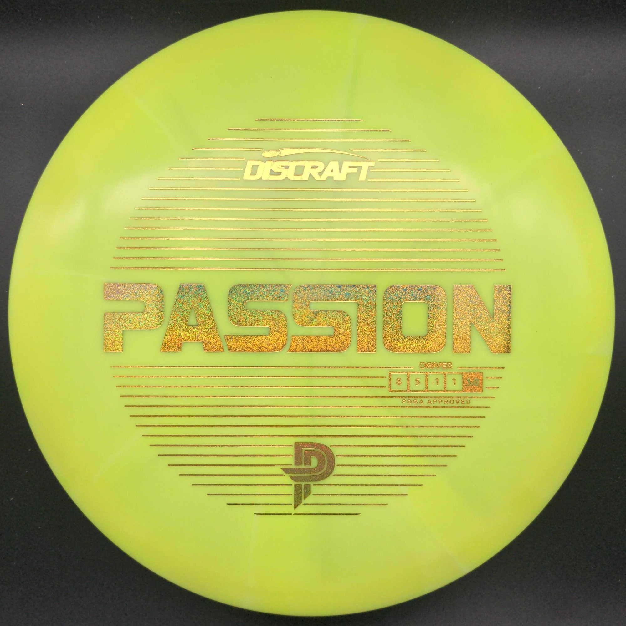 Discraft Fairway Driver Pale Green Yellow Glitter Stamp 174g Passion, ESP