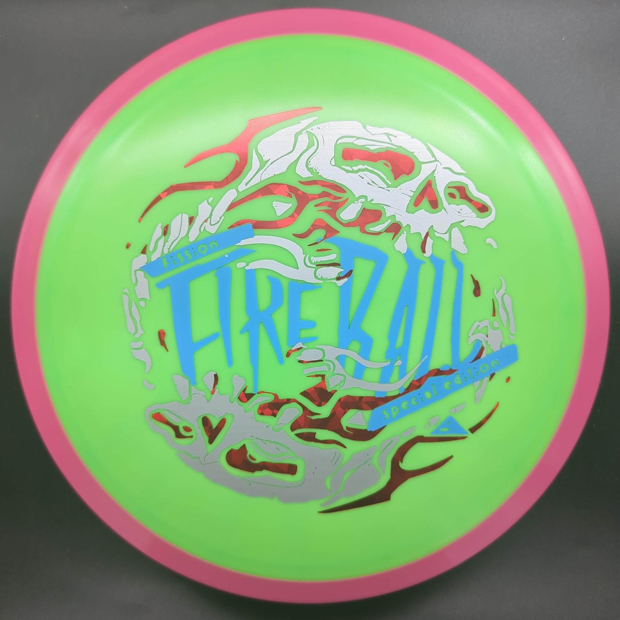 MVP Fairway Driver Pink Rim Green Plate Red/Silver/Blue Stamp 163g Fireball, Fission Plastic, Special Edition