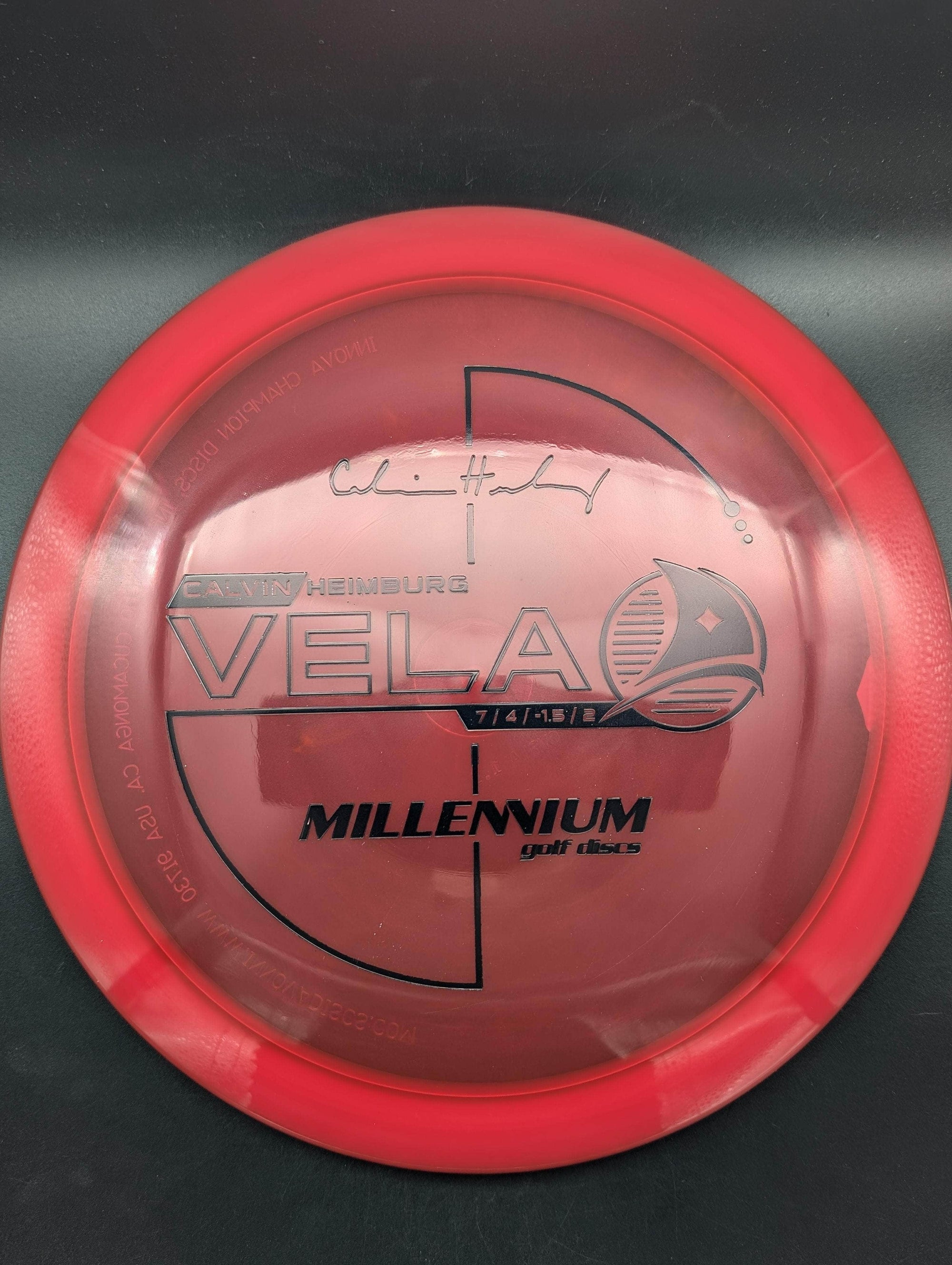 Millennium Discs Fairway Driver Red Black Stamp 171g (Run 1.3) Vela, Quantum - Calvin Heimburg