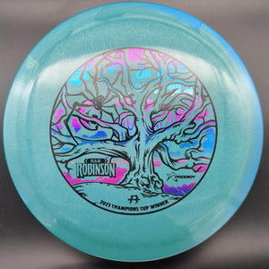 Prodigy Fairway Driver Teal/Blue Sunset Stamp 172g F3, 500 Spectrum Glimmer Plastic, Isaac Robinson "Weaver" Stamp