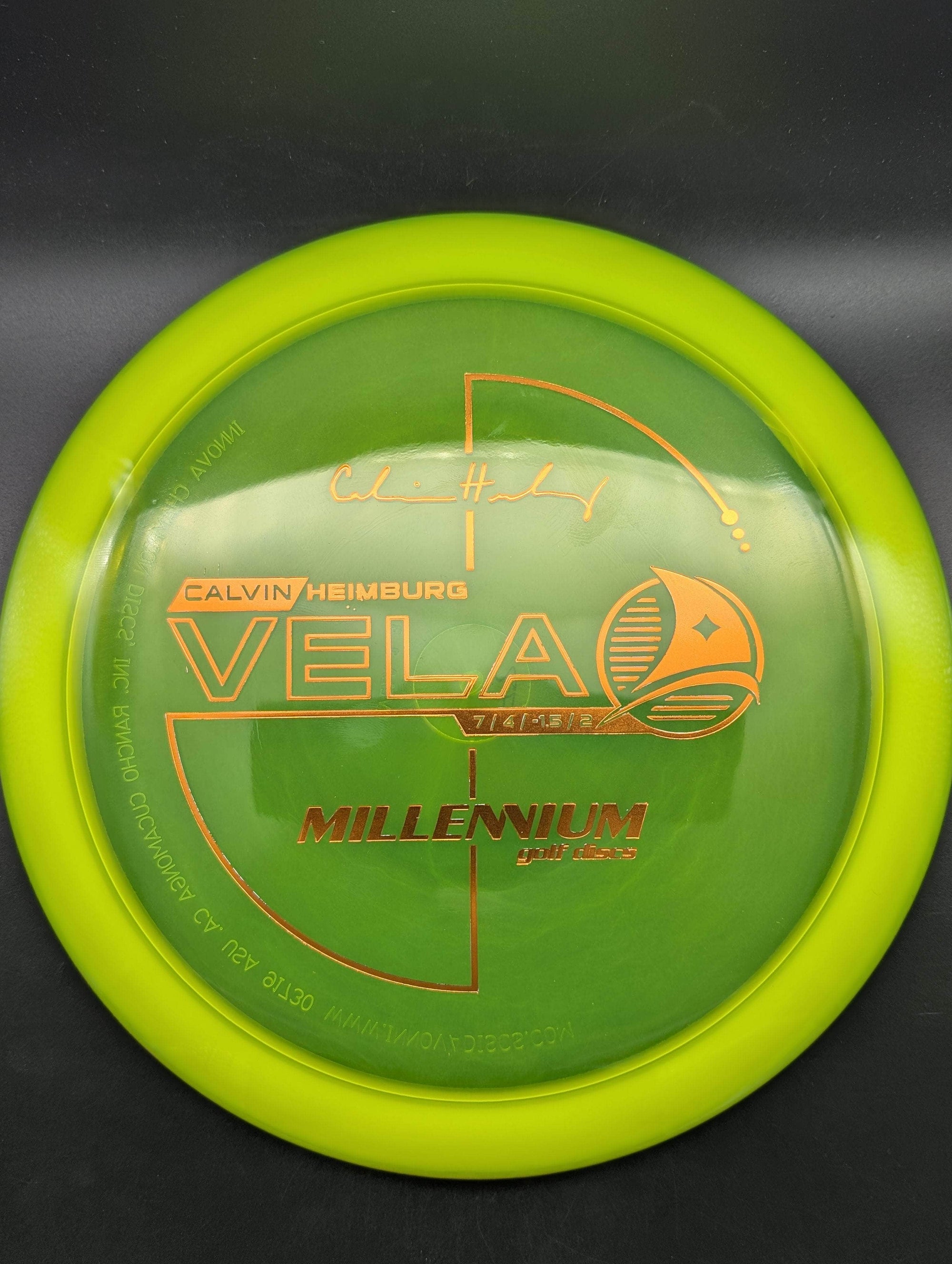 Millennium Discs Fairway Driver Yellow Copper Stamp 172g (Run 1.3) Vela, Quantum - Calvin Heimburg