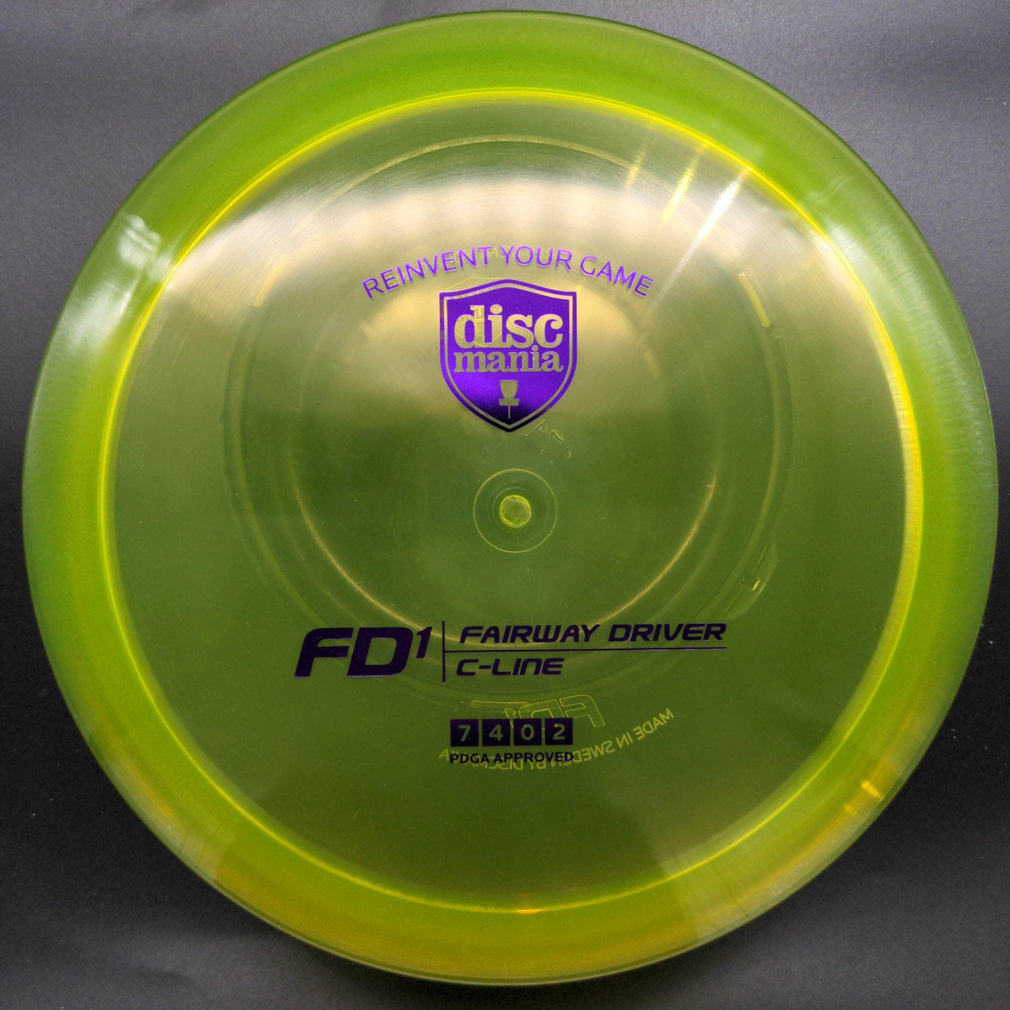Discmania Fairway Driver Yellow Purple Stamp 171g FD1, C-Line Plastic