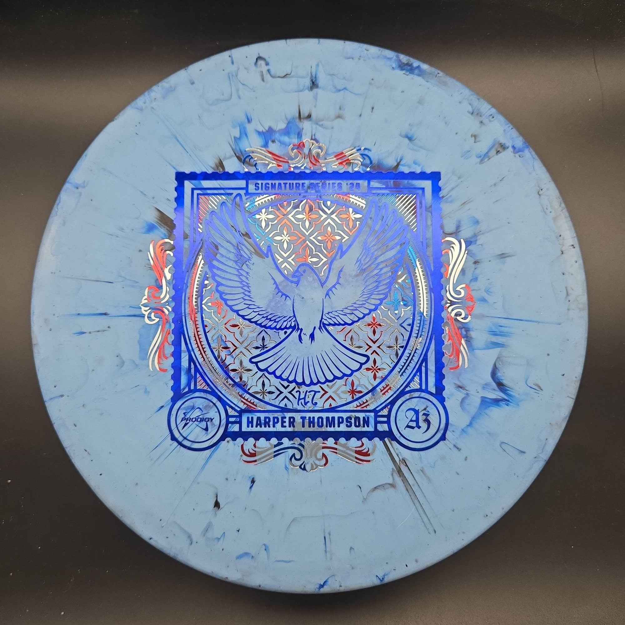 Prodigy Mid Range Blue American Flag Stamp 172g A2, 300 Fractal, 2024 Harper Thompson Signature Series