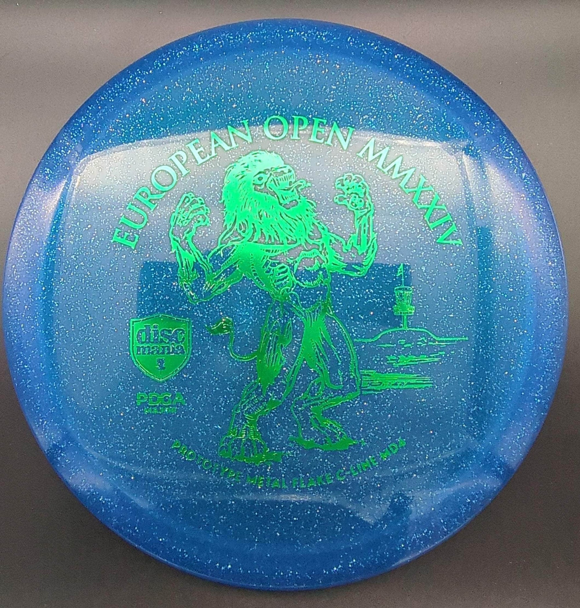 Discmania Mid Range Blue Green Stamp 177g MD4, C-Line Metal Flake, European Open Fundraiser Prototype