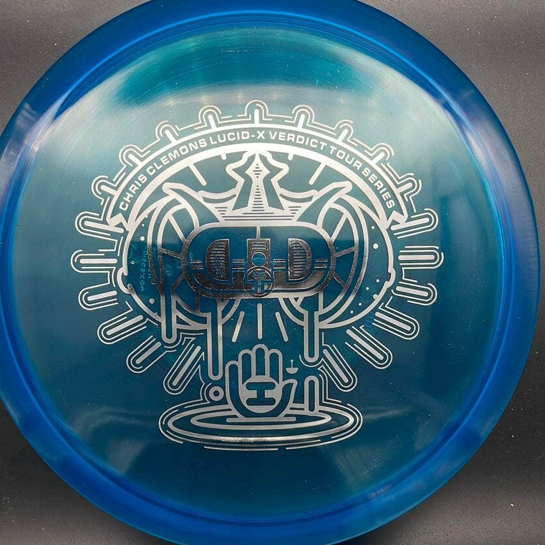 Dynamic Discs Mid Range Blue Silver Stamp 175g Verdict, Chris Clemons Lucid-X, 2022