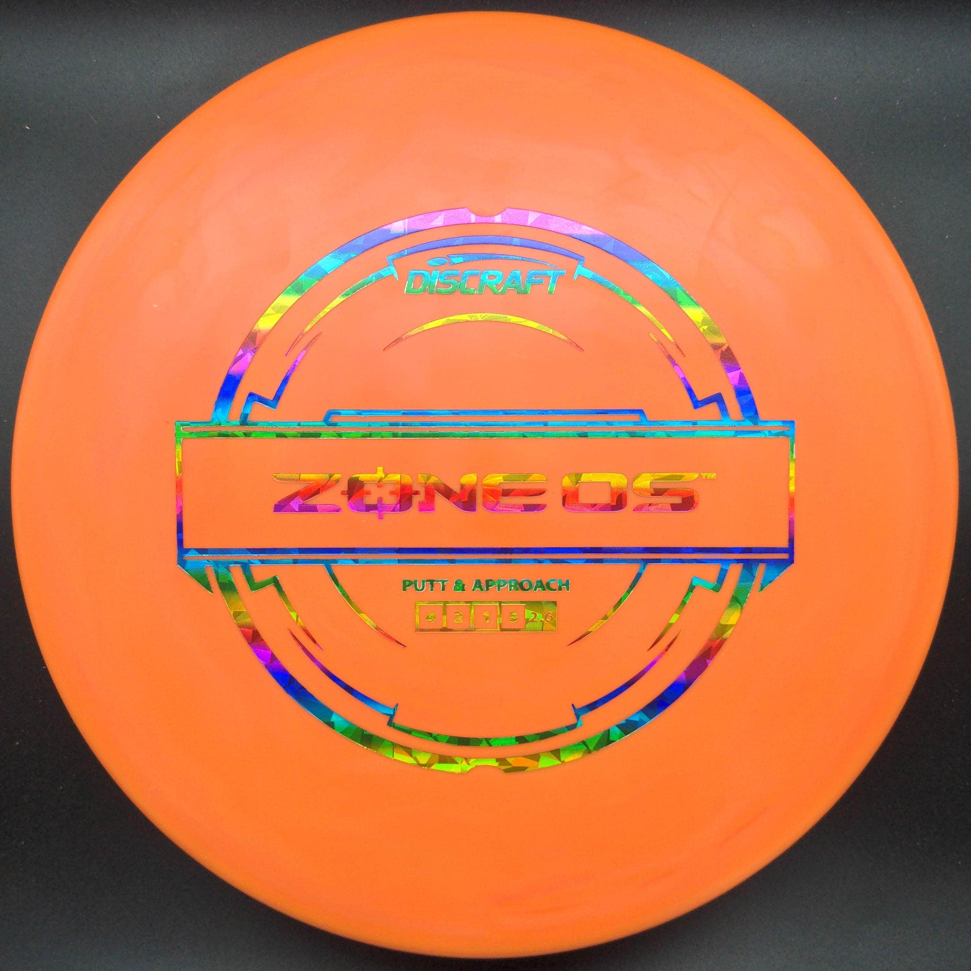 Discraft Mid Range Orange Rainbow Shatter Stamp 174g Zone OS, Putter Line