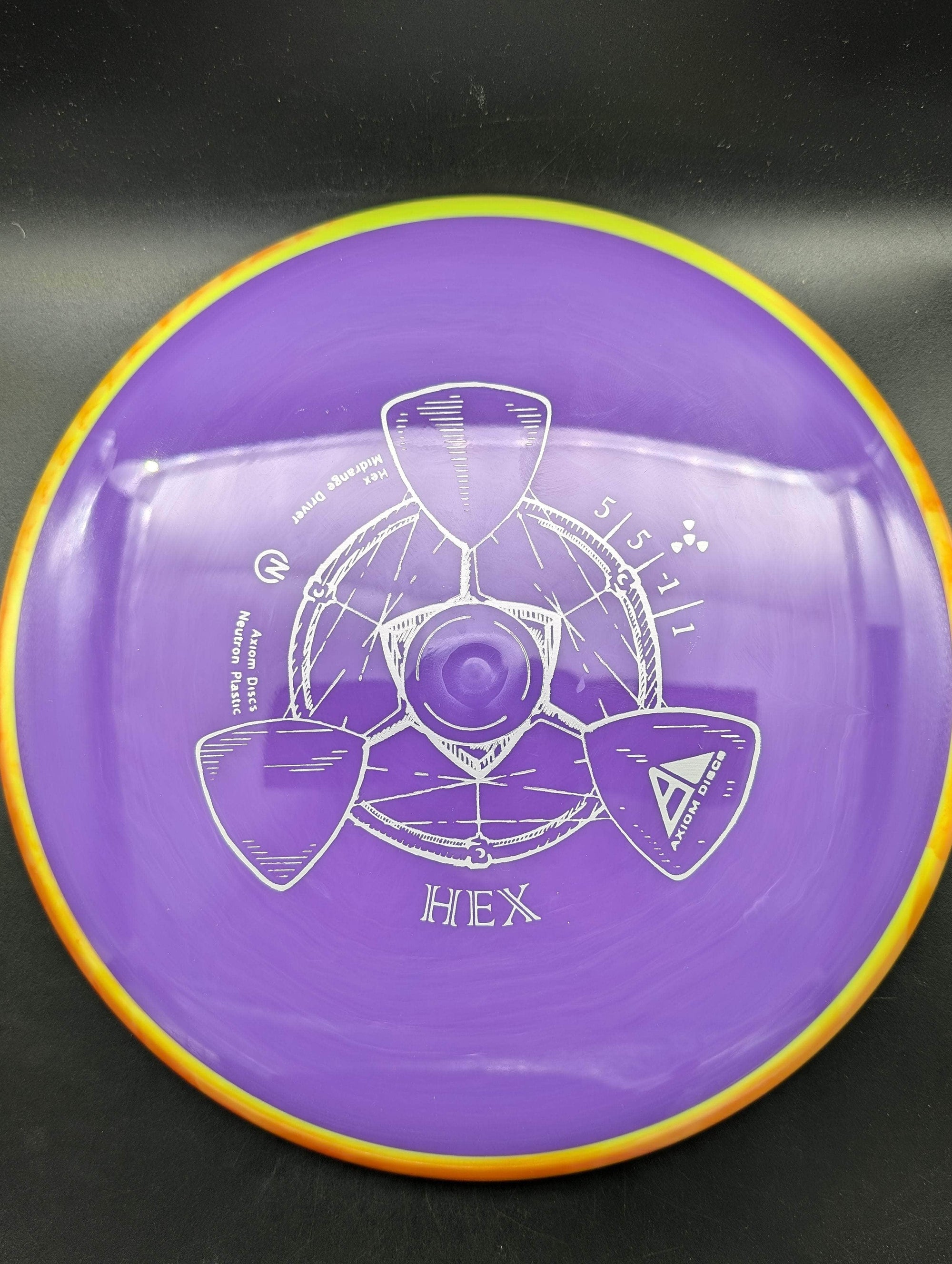 MVP Mid Range Orange/Yellow Rim Purple Plate 171g Hex, Neutron Plastic