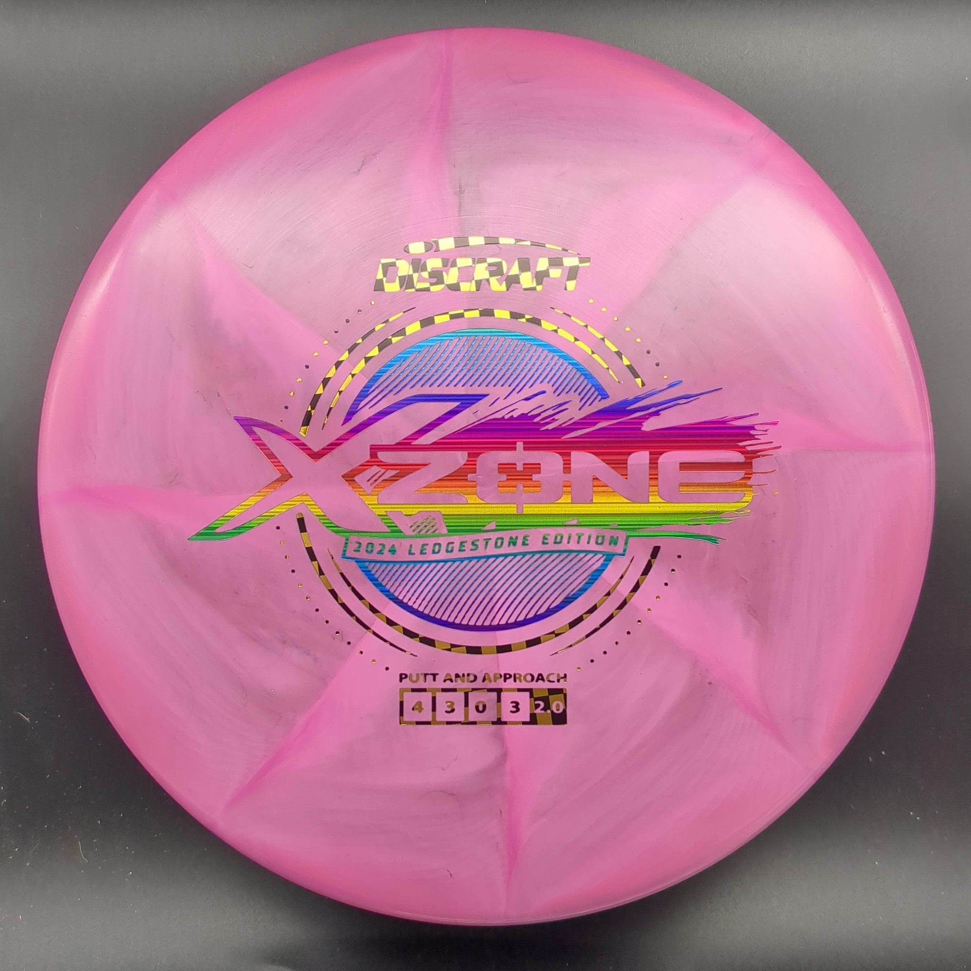 Discraft Mid Range Pink/Purple Checker Rainbow Stamp 174g Zone, Z Swirl, 2024 Ledgestone Edition
