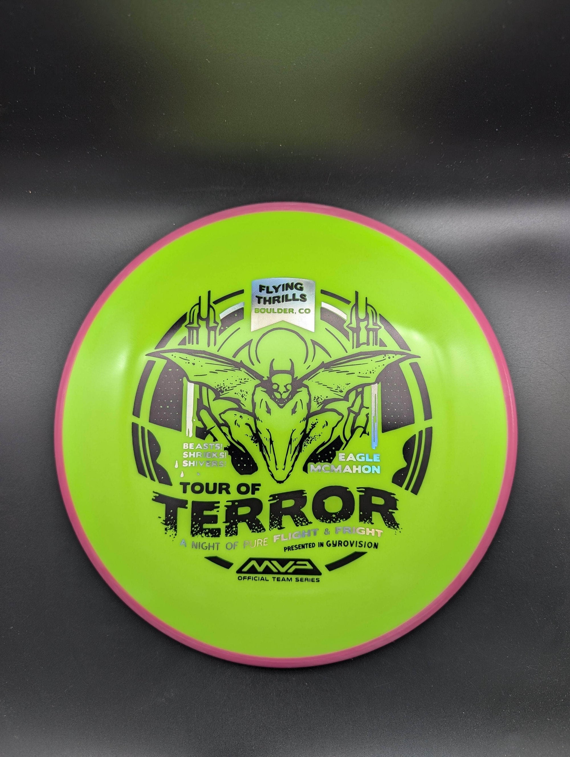 MVP Mid Range Pink Rim Yellow Plate 177g Pyro, Fission Plastic, Halloween Edition, Eagle Mcmahon