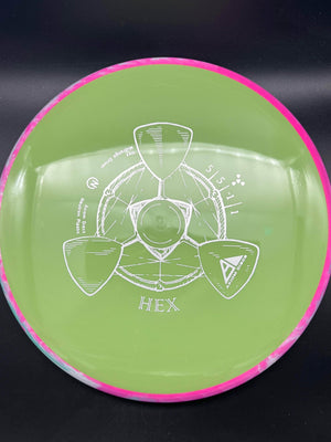 MVP Mid Range Pink/White Rim Green Plate 177g Hex, Neutron Plastic