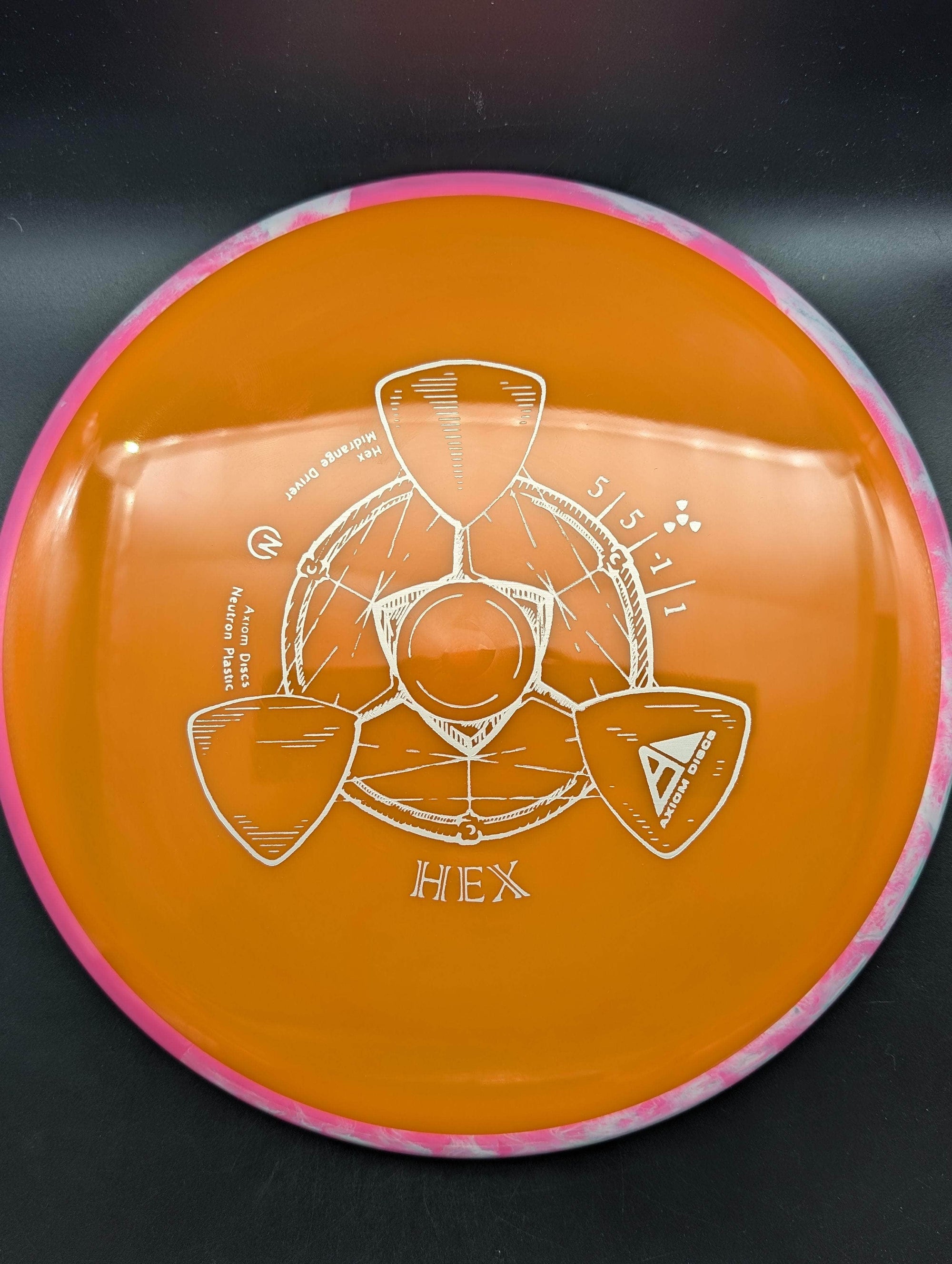 MVP Mid Range Pink/White Rim Orange Plate 176g Hex, Neutron Plastic