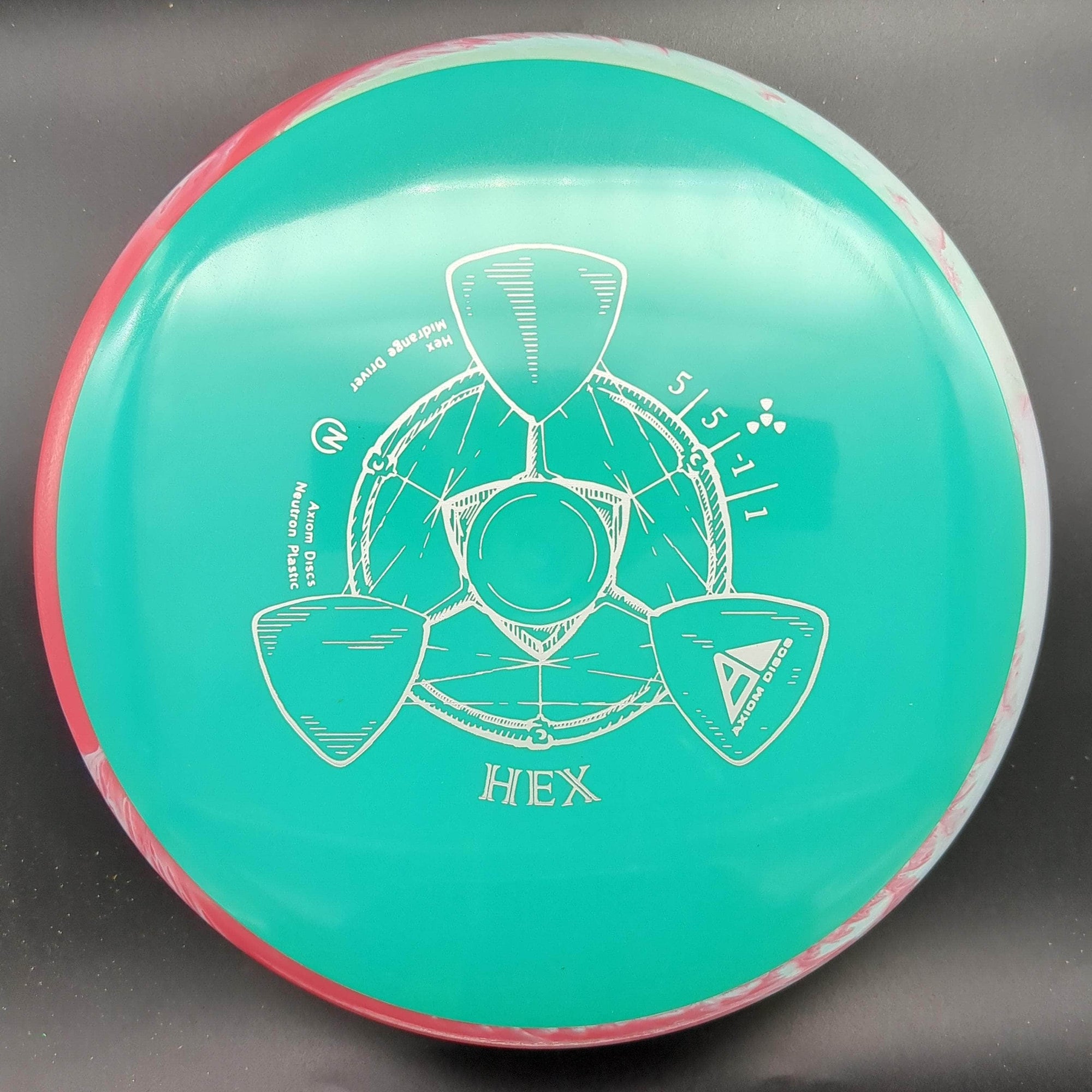 MVP Mid Range Red/White Rim Green Plate 166g Hex, Neutron Plastic