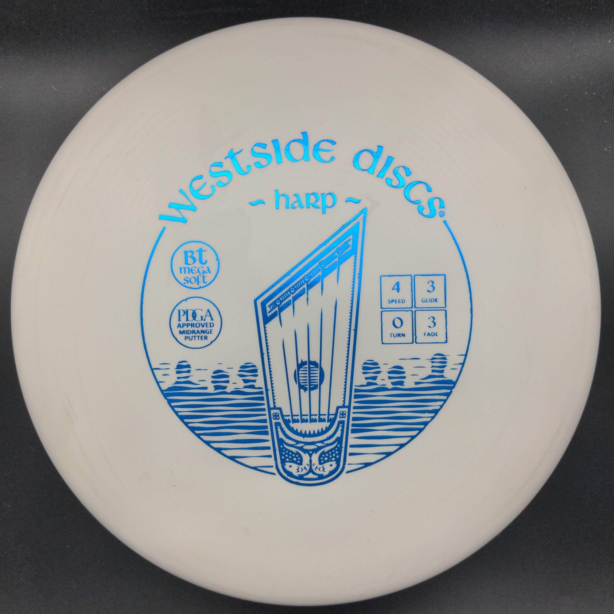 Westside Discs Mid Range White Blue Stamp 176g 2 Harp, BT Mega Soft