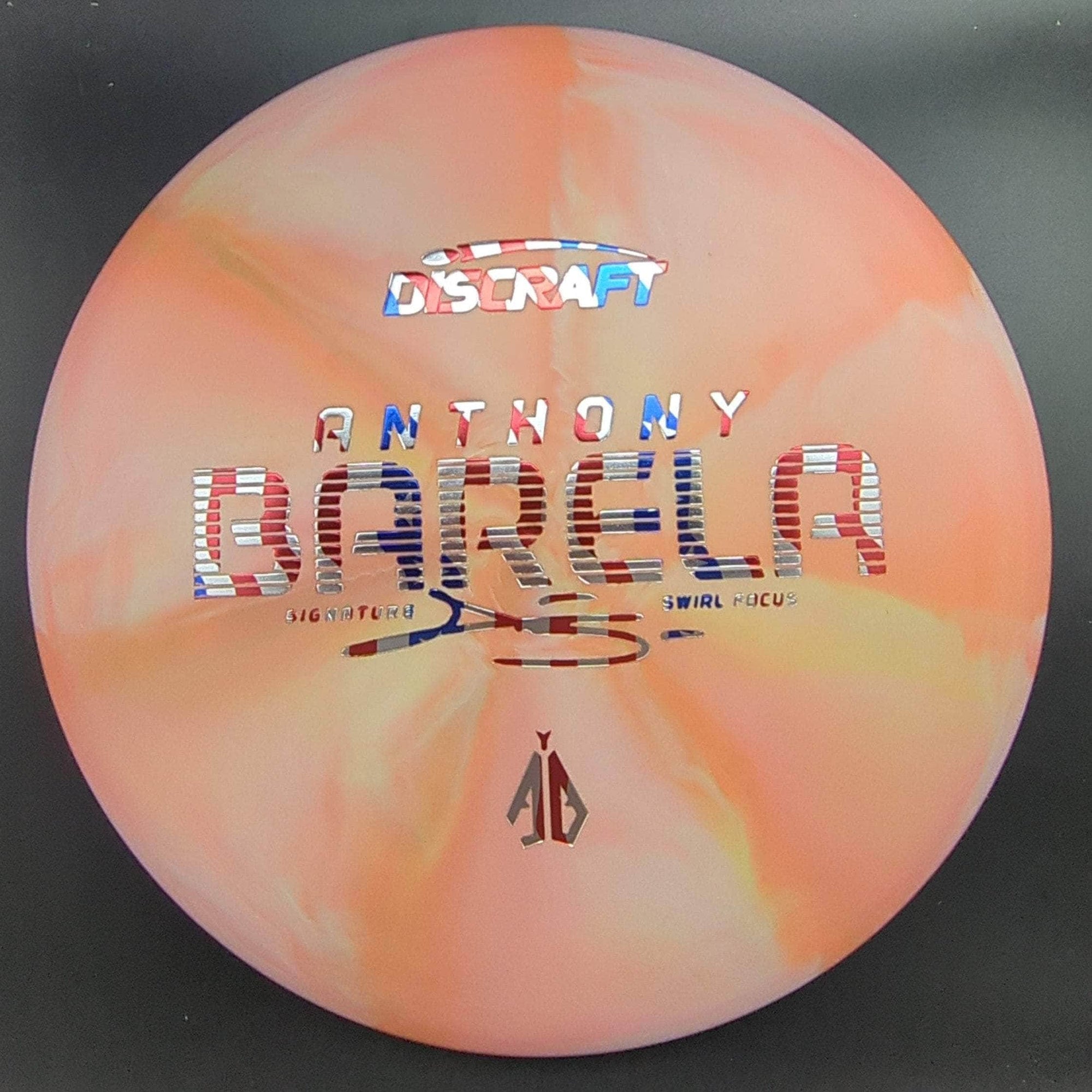 Discraft Putter Peach Flag Stamp 174g Focus, Signature Swirl, Anthony Barela