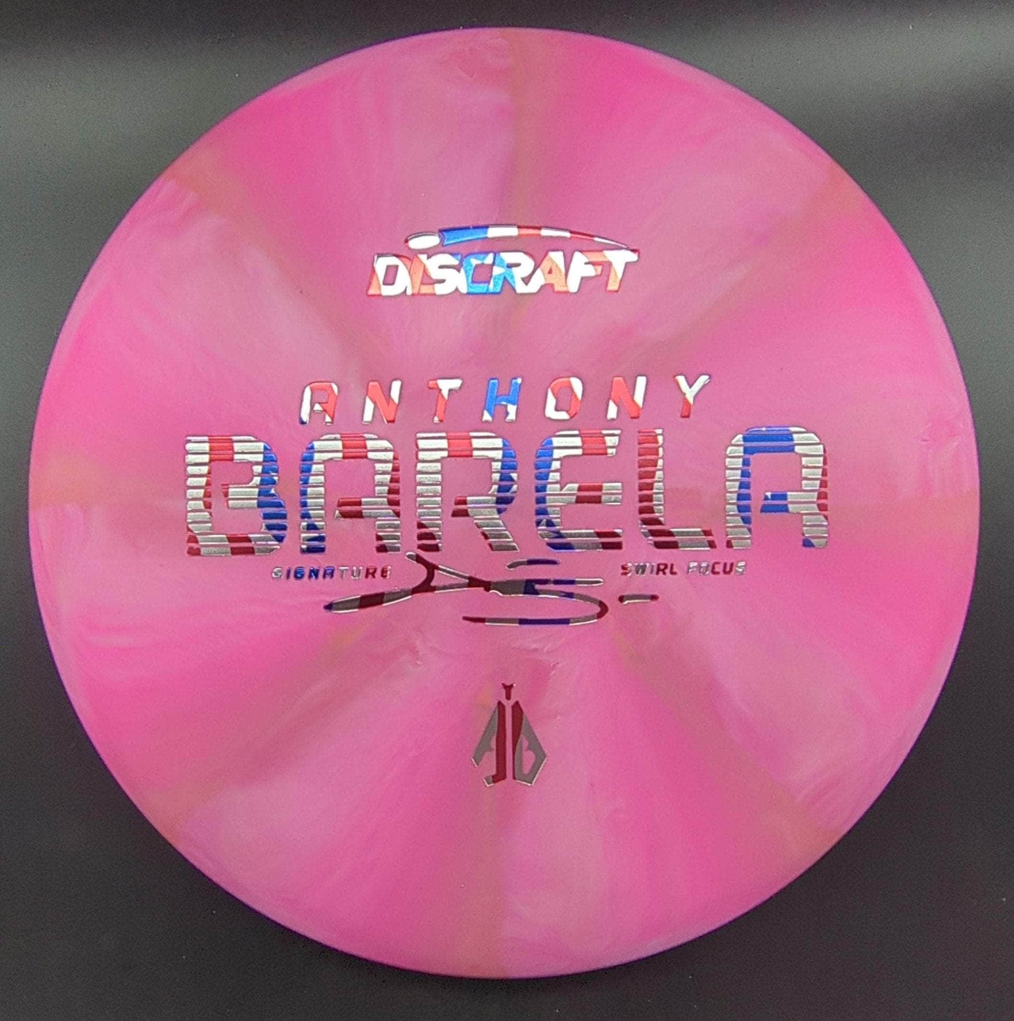 Discraft Putter Pink Flag Stamp 174g Focus, Signature Swirl, Anthony Barela