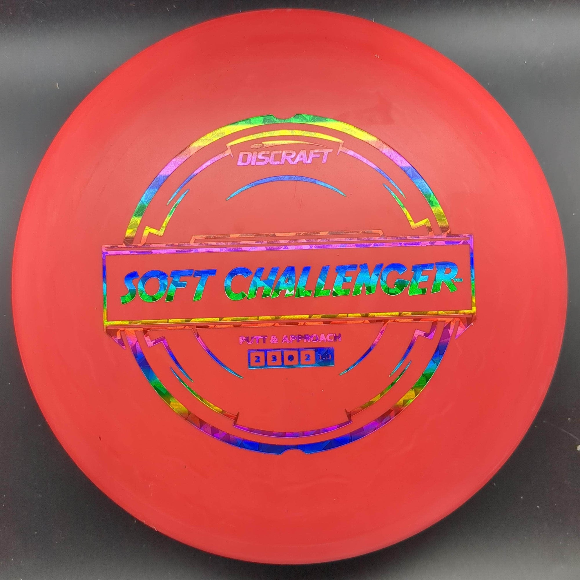 Discraft Putter Red Rainbow Shatter Stamp 171g Challenger, Soft Putter Plastic