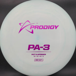 Prodigy Putter White/Blue Pink Glitter Stamp 174g PA3, 300 Soft Plastic