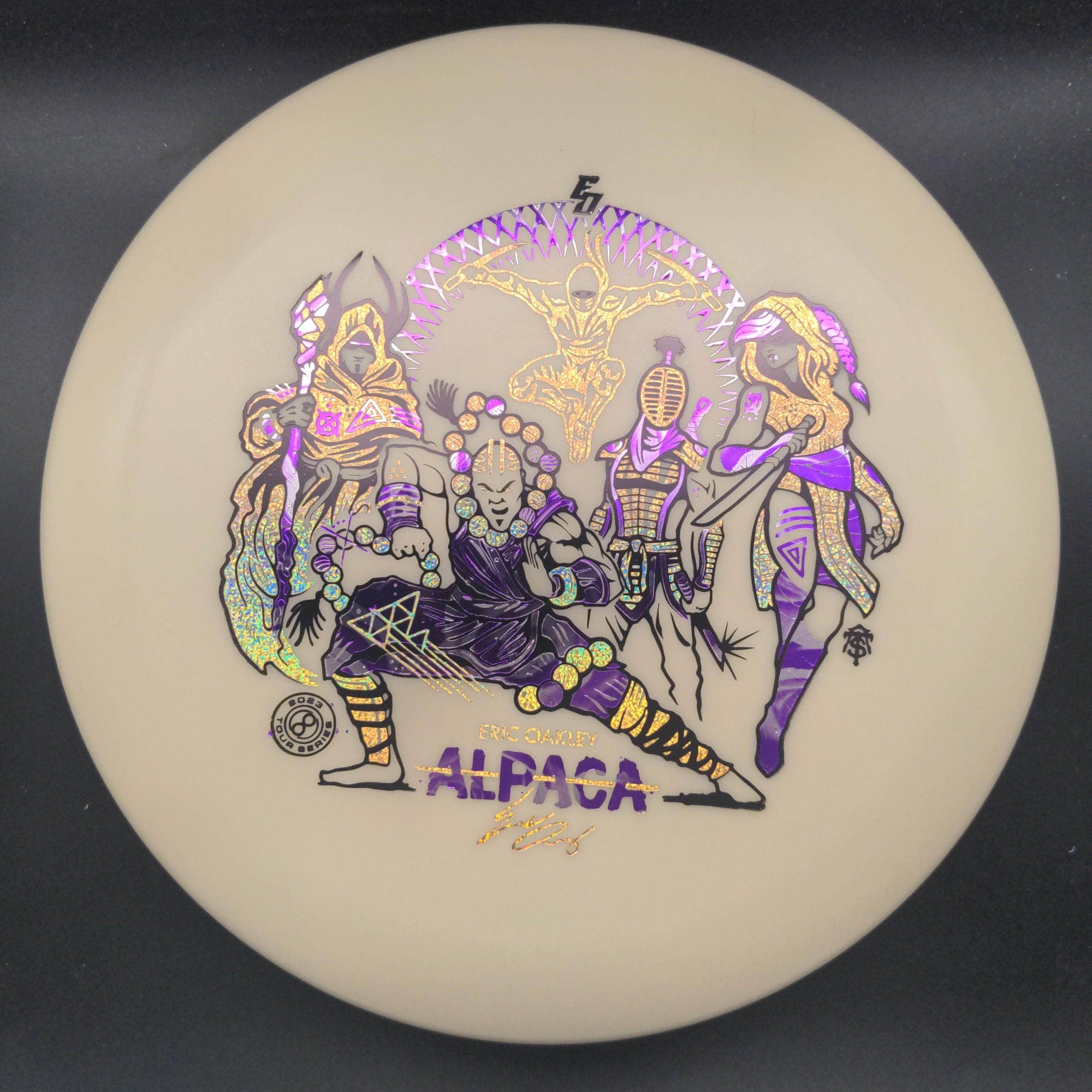 Infinite Discs Putter White (Gold Glitter and Purple Flower) Stamp 175g Alpaca, Glow P Blend, Eric Oakley 2023