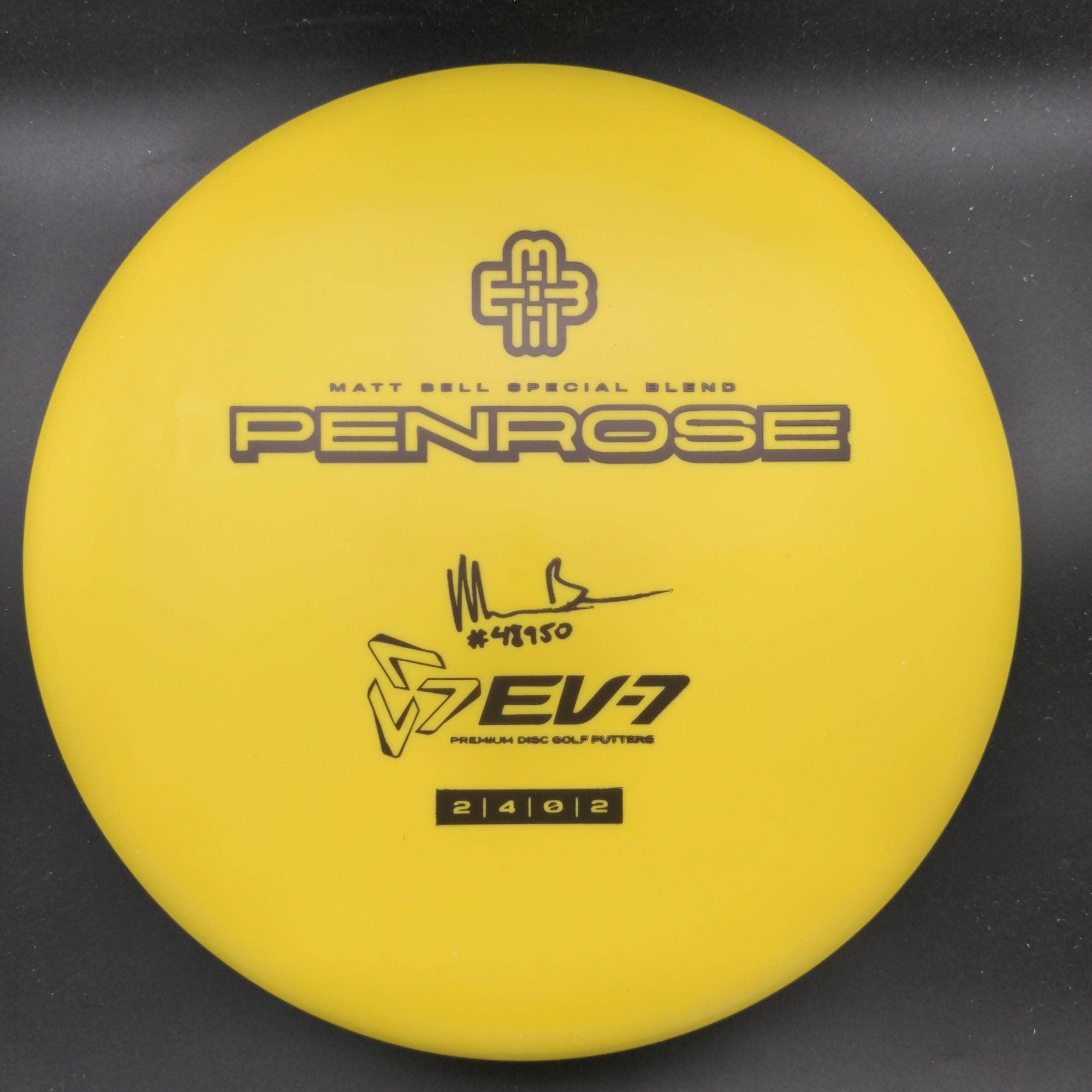 Ev7 Putter Yellow Black Stamp 172g Penrose, Matt Bell, Special Blend Plastic 2023