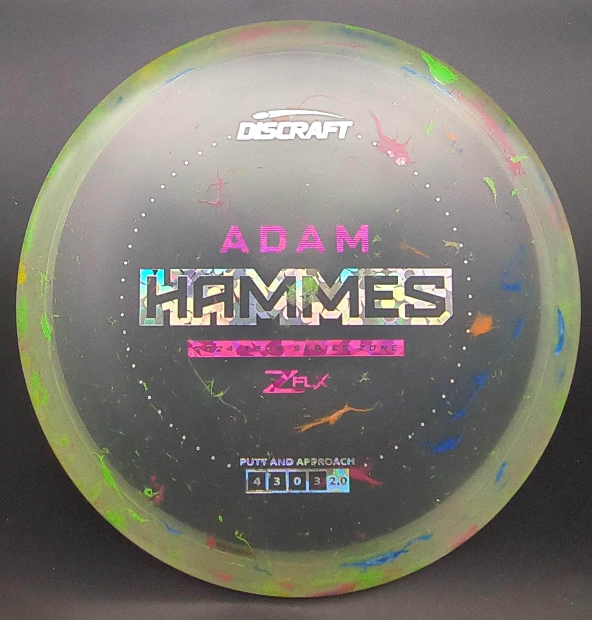 Discraft Putter Yellow Pink/Silver Flower Stamp 174g Zone, ZFlx, Adam Hammes 2024 Tour Series