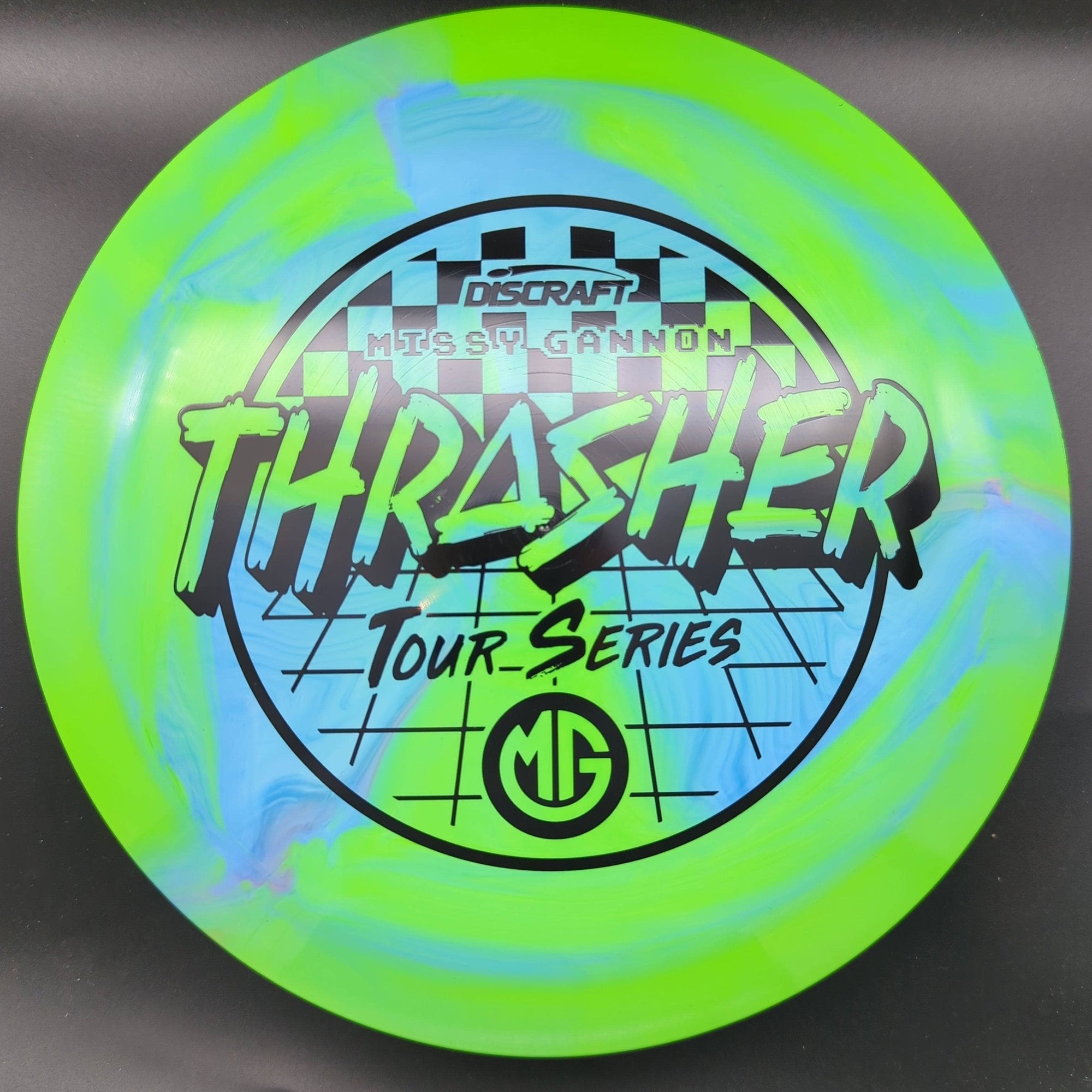 Discraft Distance Driver Blue Green Swirl Black Stamp 172g Thrasher, ESP Swirl, Missy Gannon, Tour Series, 2022