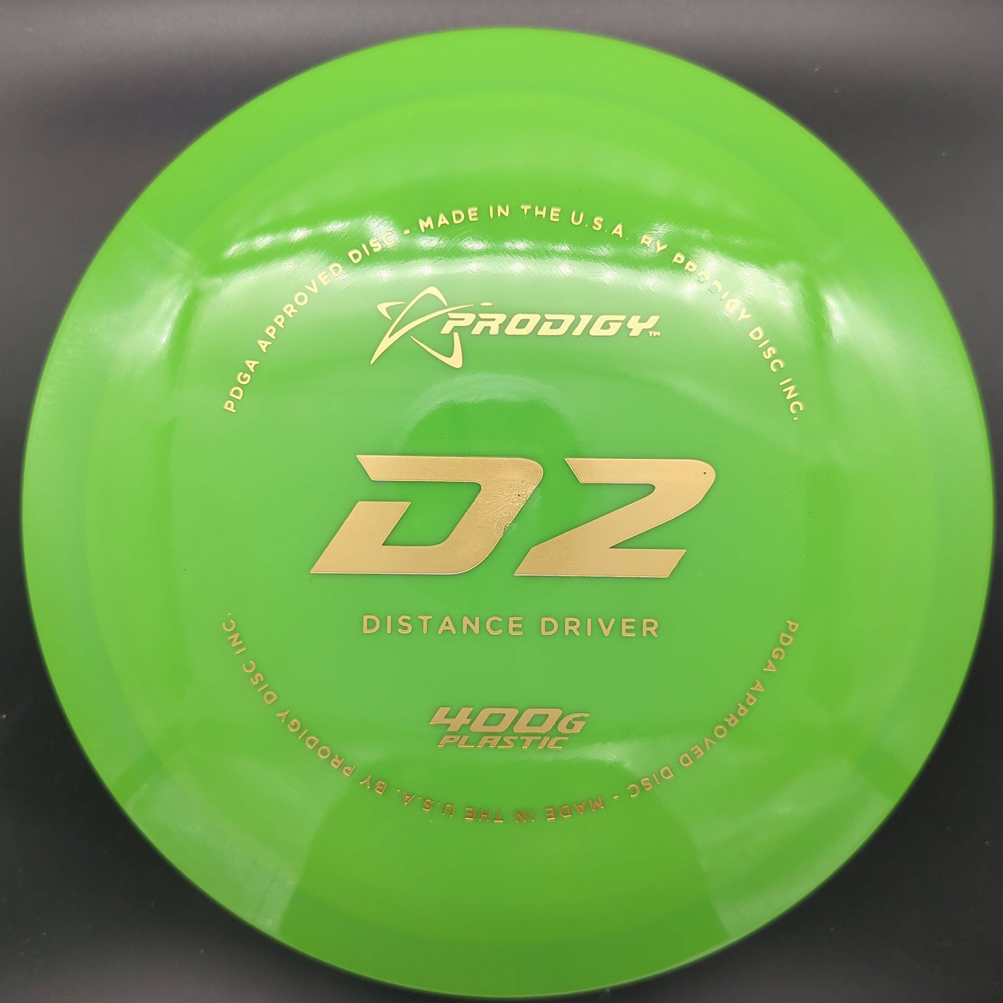 Prodigy Distance Driver Green Gold Stamp 172g D2 - 400G Plastic