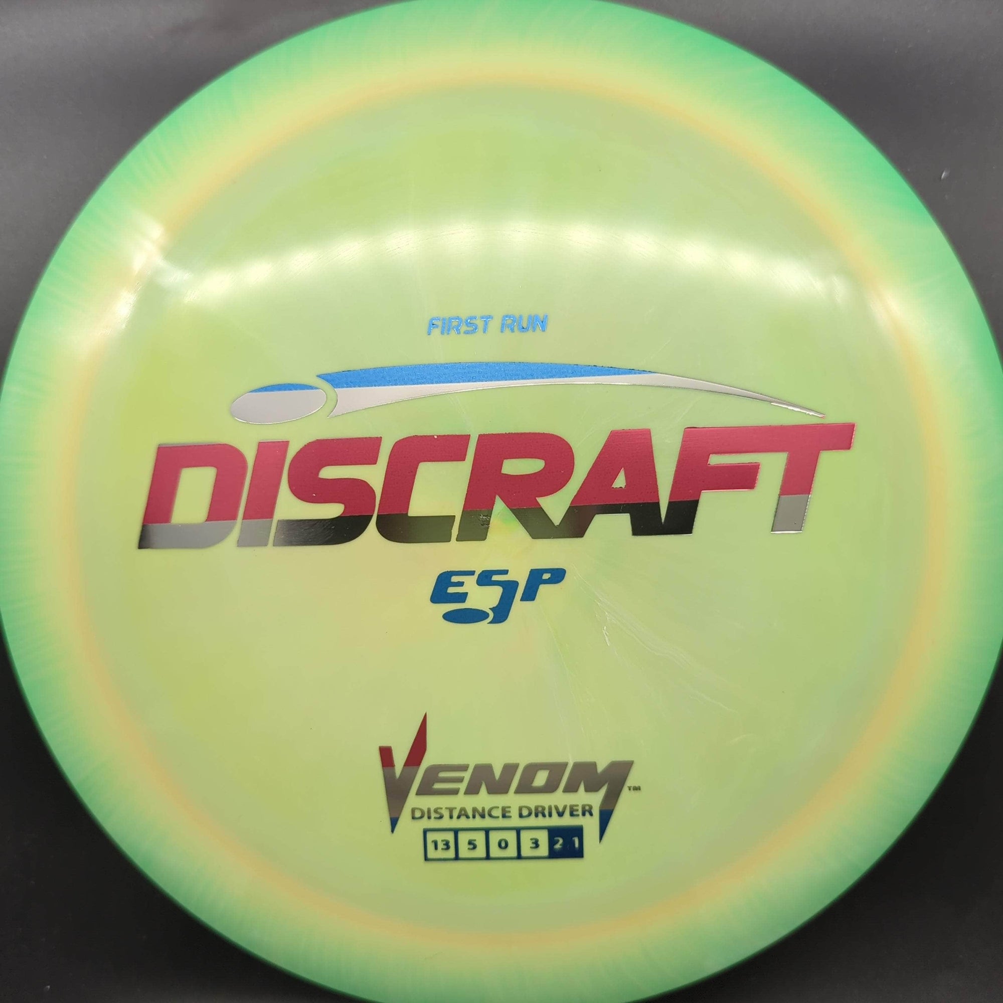 Discraft Distance Driver Green/Yellow Red/White/Blue Stamp 172g Venom, ESP, First Run